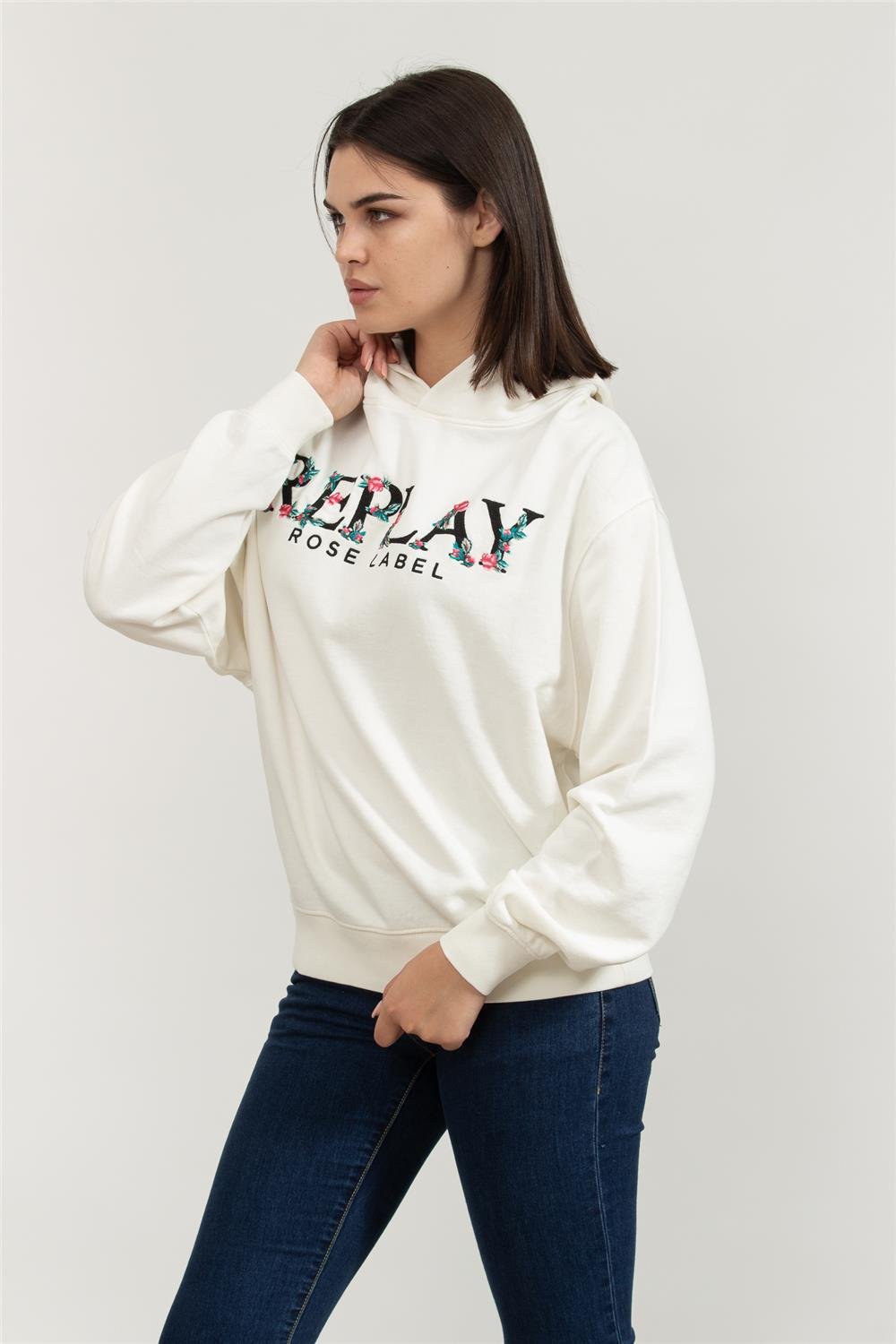 Replay Over Kadın Kapüşonlu Sweatshirt