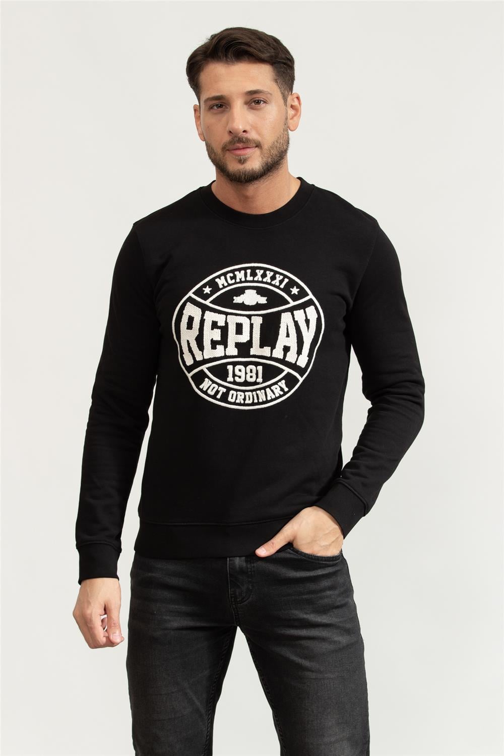 Replay Regular Erkek Bisiklet Yaka Sweatshirt