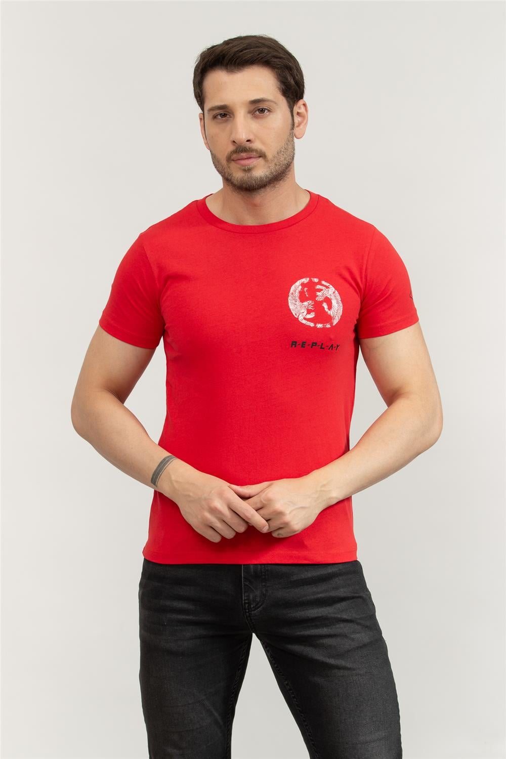 Replay Regular Erkek Bisiklet Yaka T-Shirt