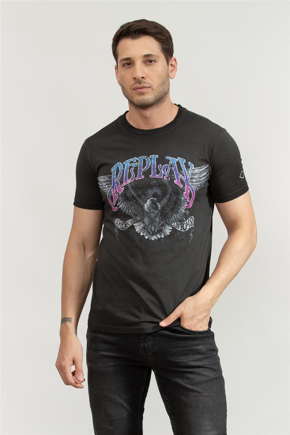 Replay Regular Erkek Bisiklet Yaka T-Shirt