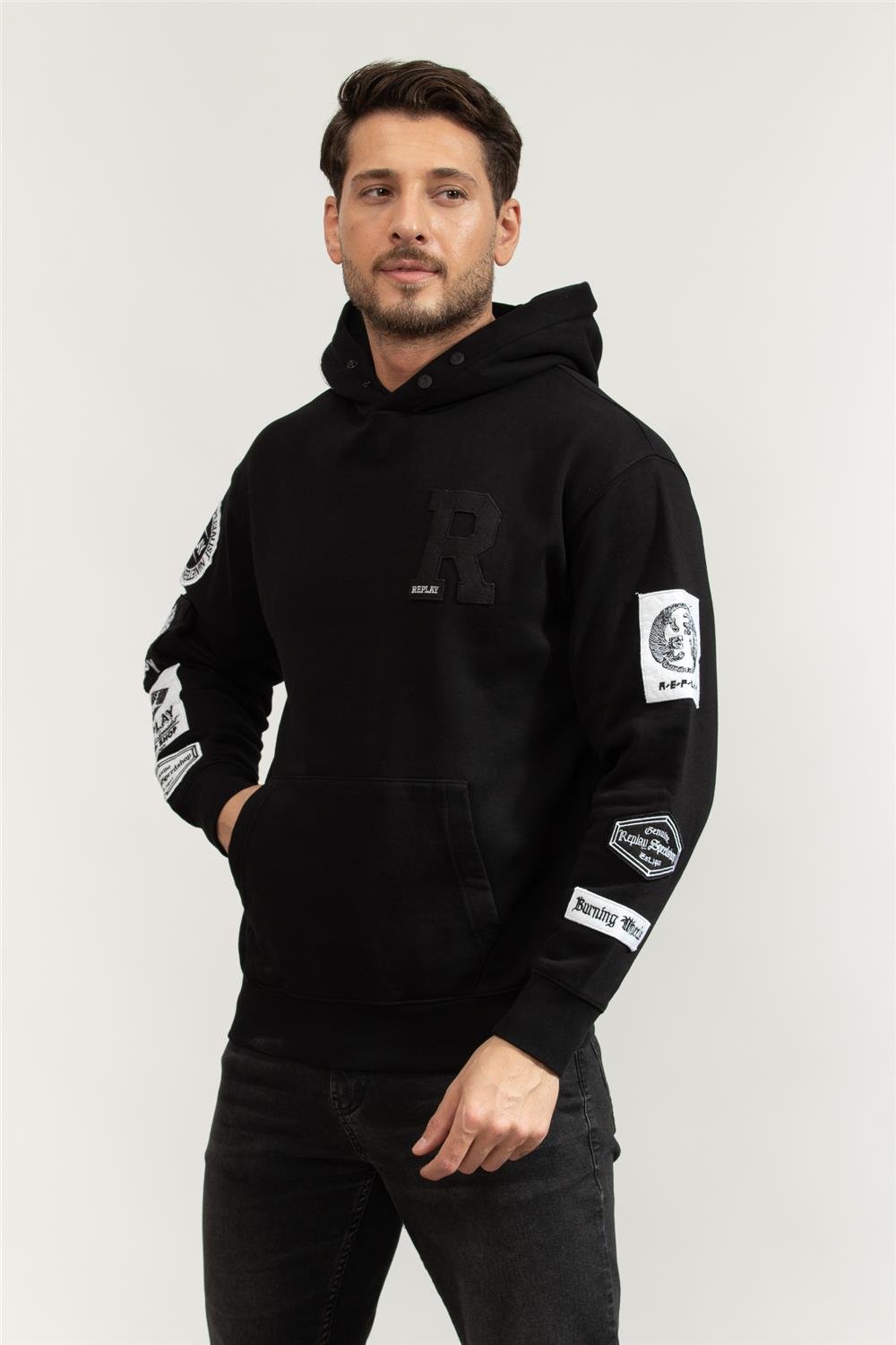 Replay Regular Erkek Kapüşonlu Sweatshirt