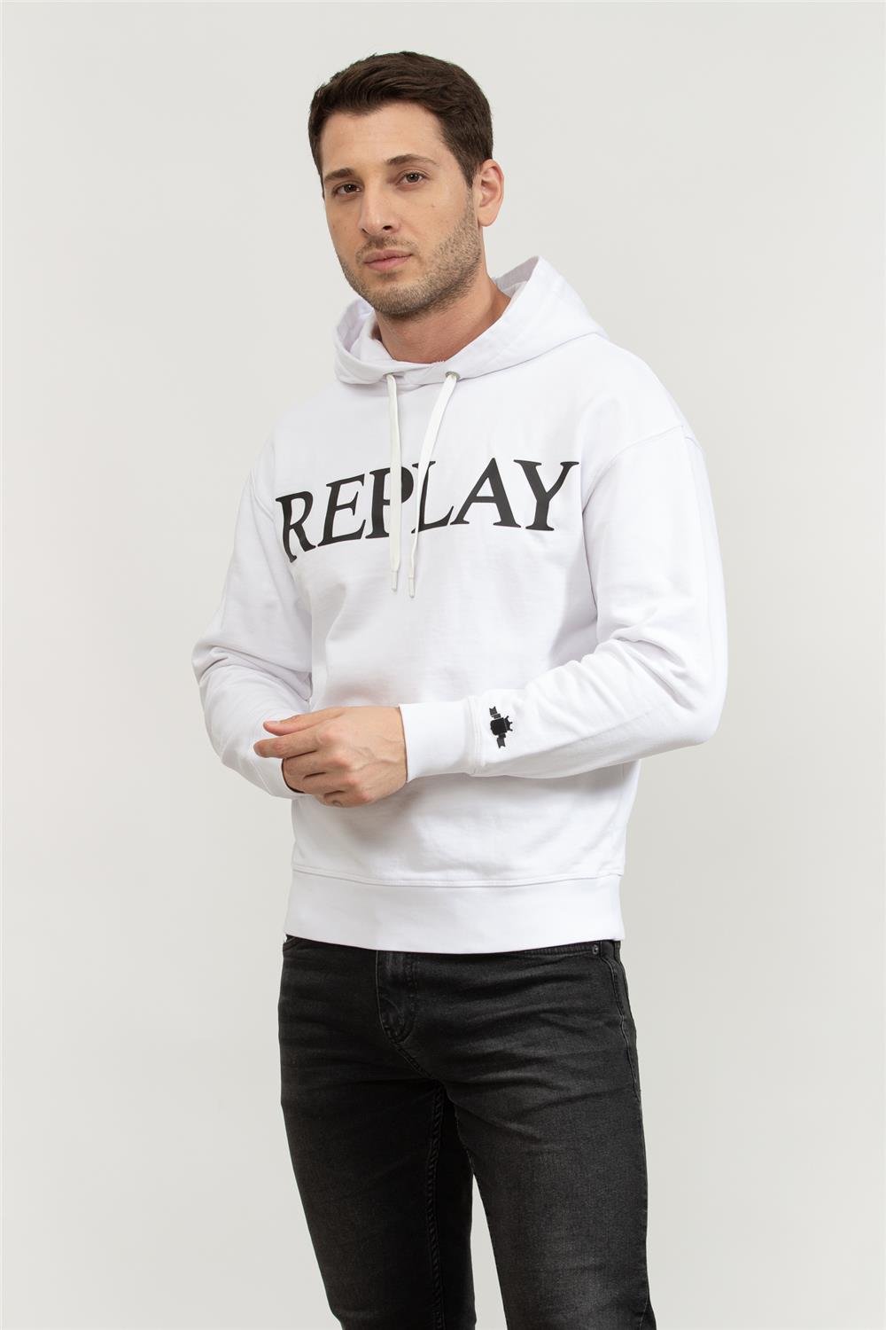 Replay Relaxed Erkek Kapüşonlu Sweatshirt