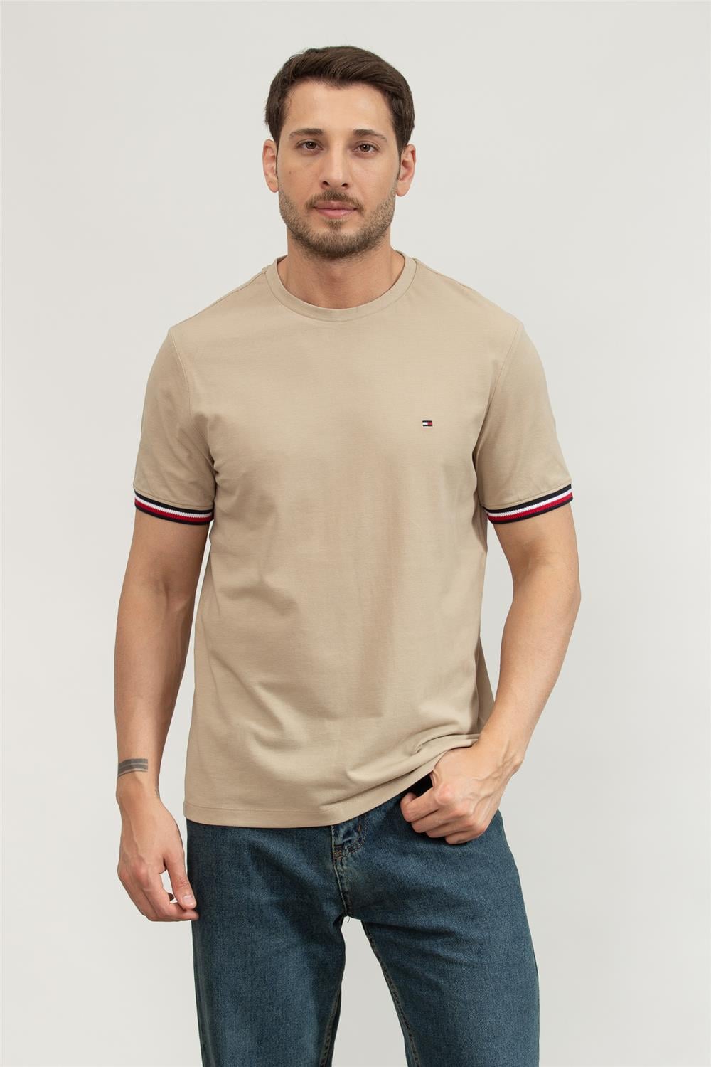 Tommy Hilfiger Erkek Bisiklet Yaka T-Shirt