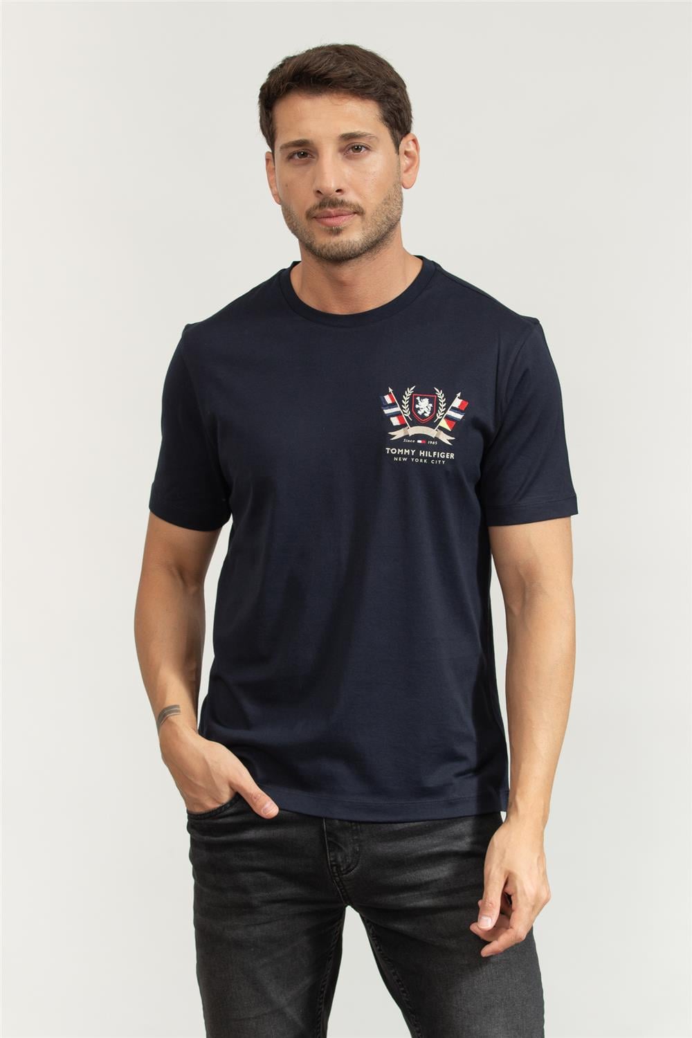 Tommy Hilfiger Erkek Bisiklet Yaka T-Shirt