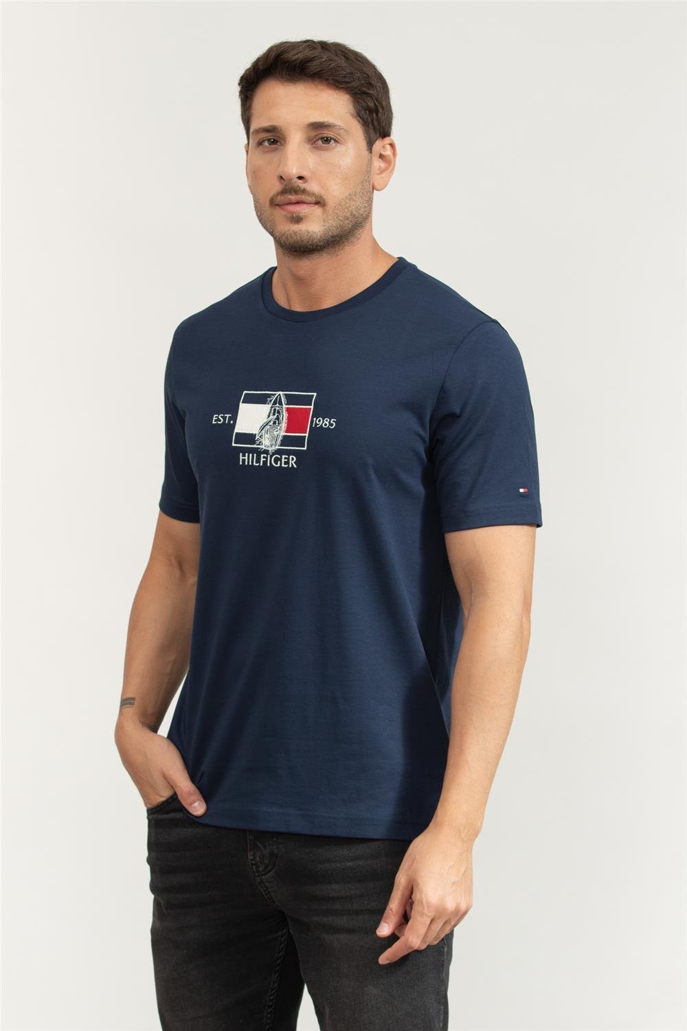 Tommy Hilfiger Erkek Bisiklet Yaka T-Shirt
