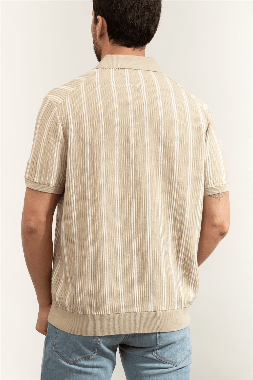 Tommy Hilfiger Knitted Vertical Stripe SS Polo Erkek Triko
