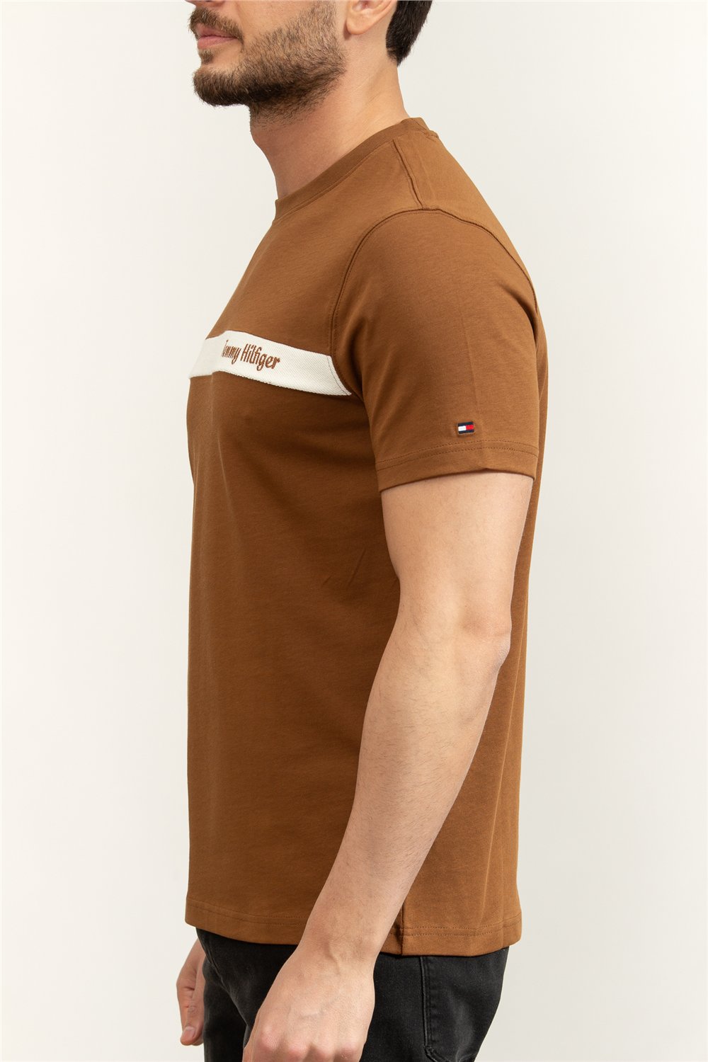 Tommy Hilfiger Loopback Stripe Graphic Tee Erkek Bisiklet Yaka T-Shirt
