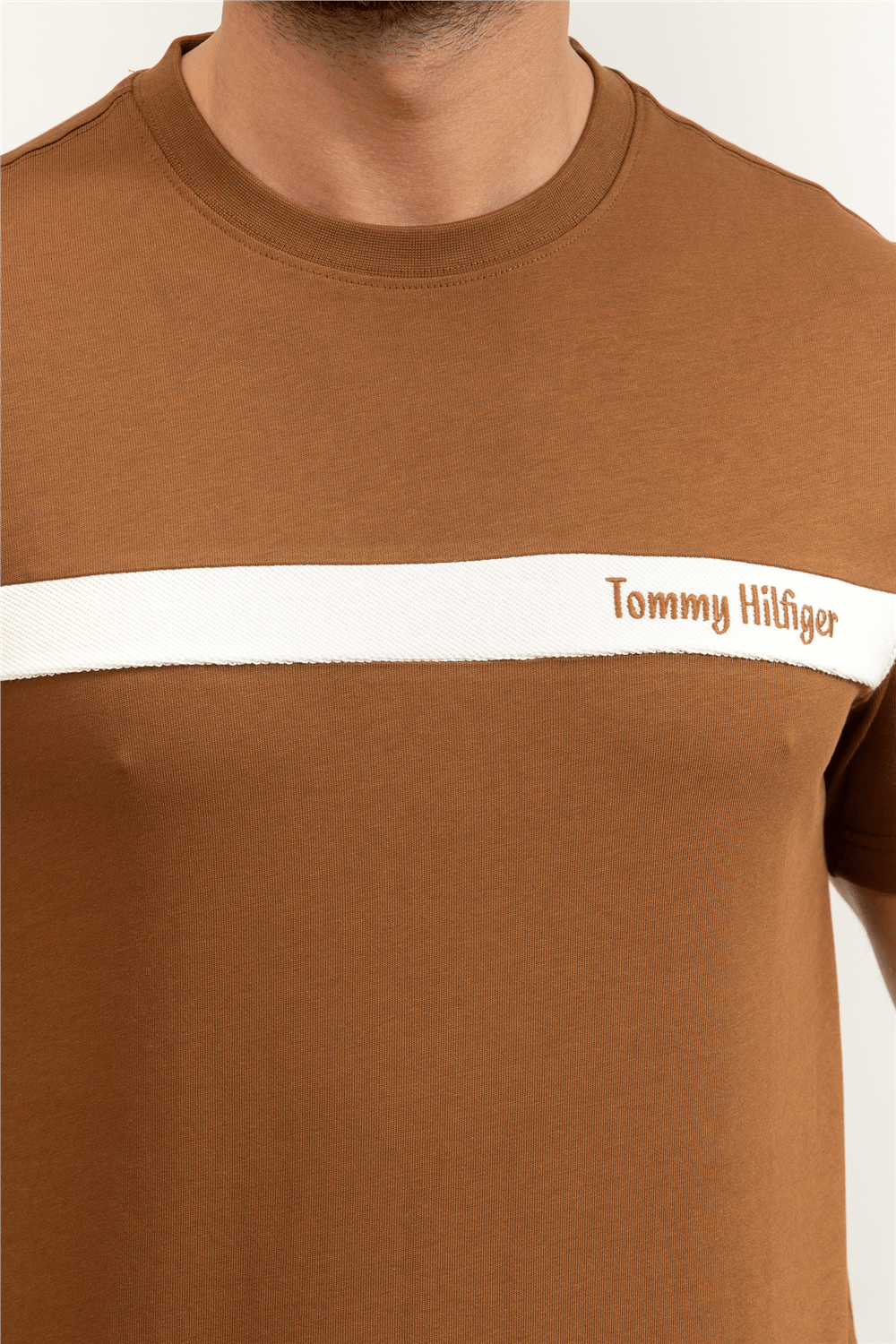 Tommy Hilfiger Loopback Stripe Graphic Tee Erkek Bisiklet Yaka T-Shirt
