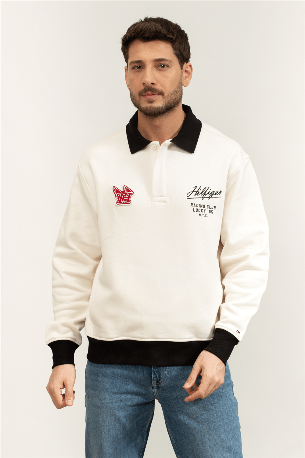 Tommy Hilfiger Modern Athleisure Rugby Collar Erkek Bisiklet Yaka Sweatshirt