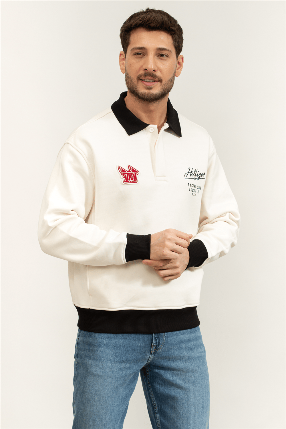 Tommy Hilfiger Modern Athleisure Rugby Collar Erkek Bisiklet Yaka Sweatshirt