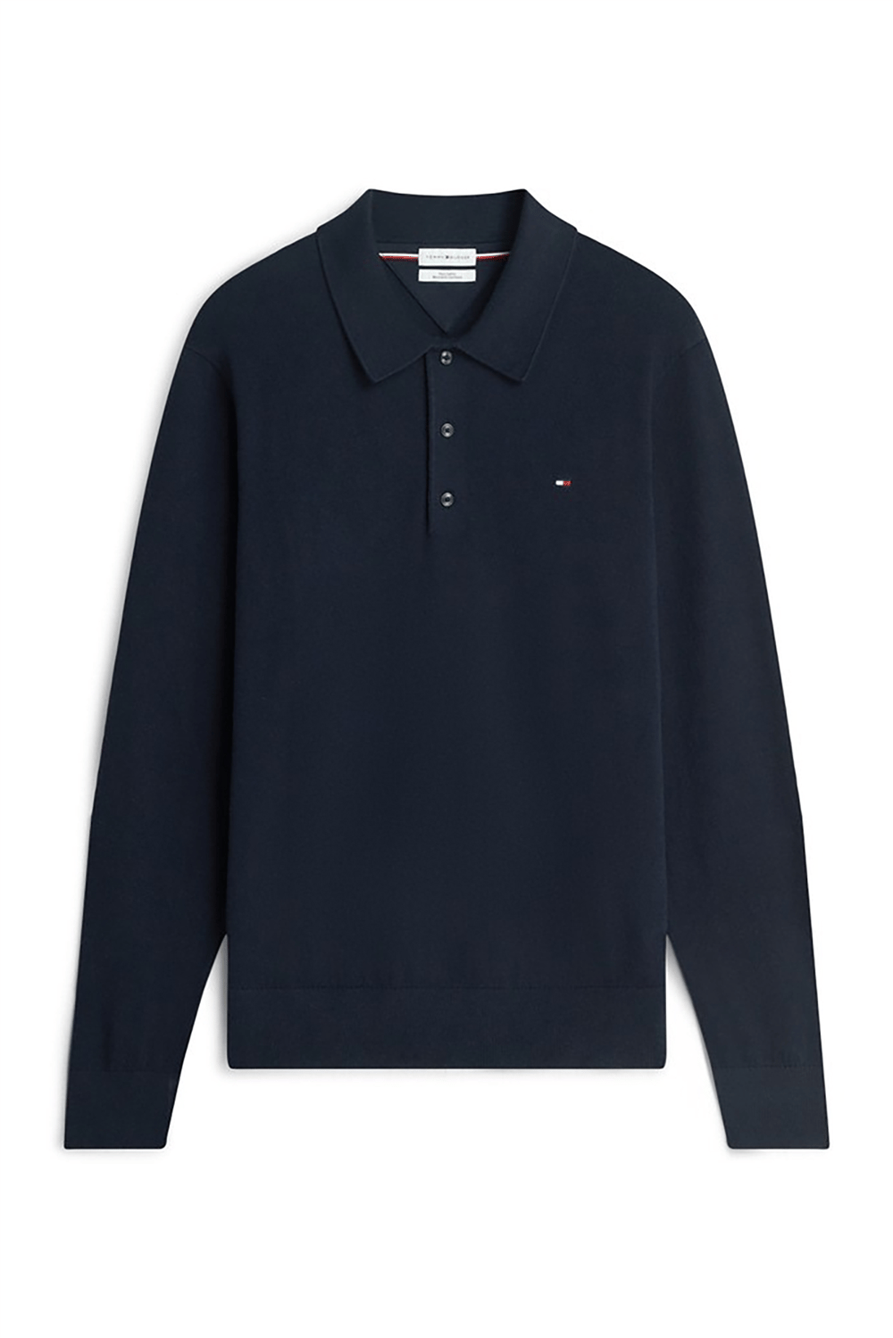 Tommy Hilfiger Pima Org Ctn Cashmere Ls Polo Erkek Triko Mavi