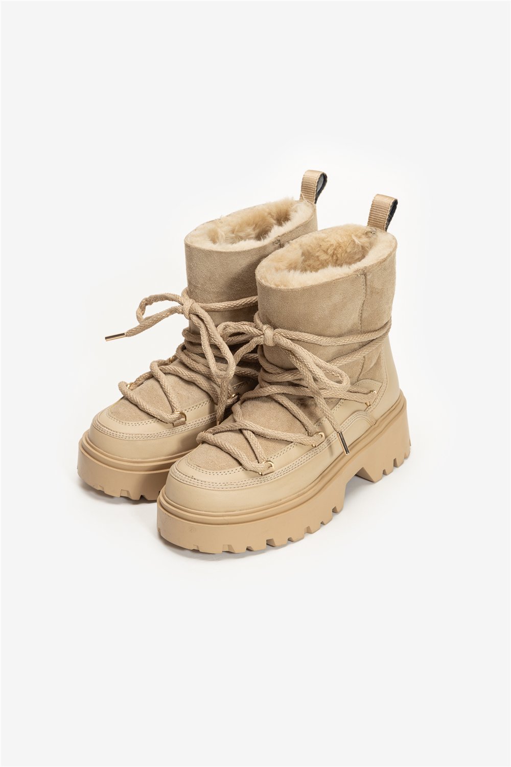 Tommy Hilfiger Real Shearling Laceup Snowboot Kadın Bot