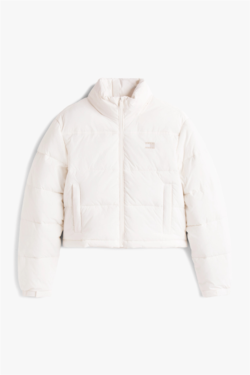 Tommy Hilfiger Tjw Flag Back Crop Ess Puffer Kadın Şişme Mont Beyaz
