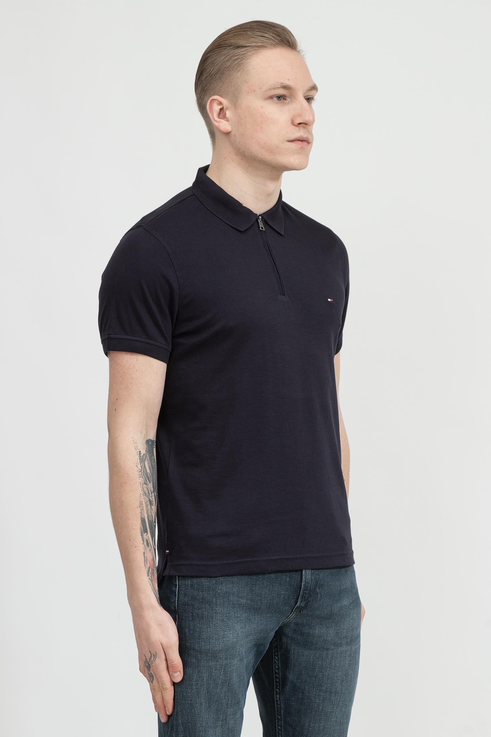 Tommy Hilfiger Zip Interlock Slim Polo Erkek Polo Yaka T-Shirt