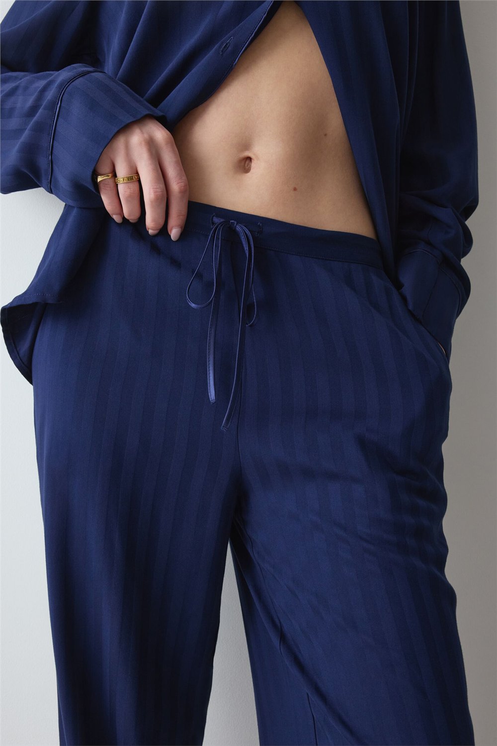 Triumph Amourette Jacquard PW Kadın Pijama Takımı Lacivert