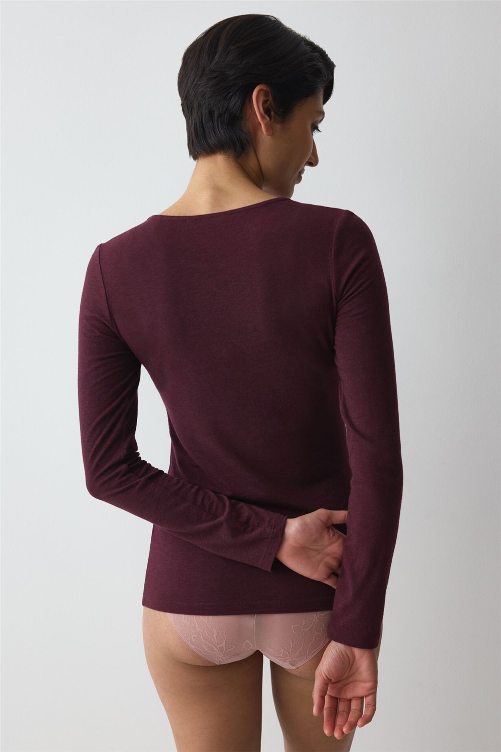Triumph Beauty Layers LSL Top 04 Kadın Uzun Kollu T-Shirt Bordo