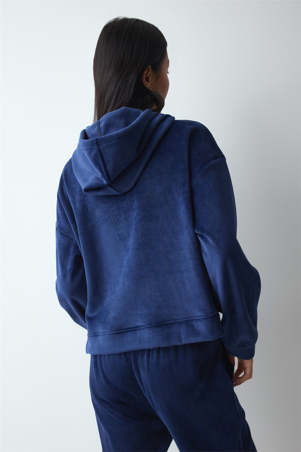 Triumph Velour Rib Hoodie Kadın Kapüşonlu Sweatshirt Lacivert