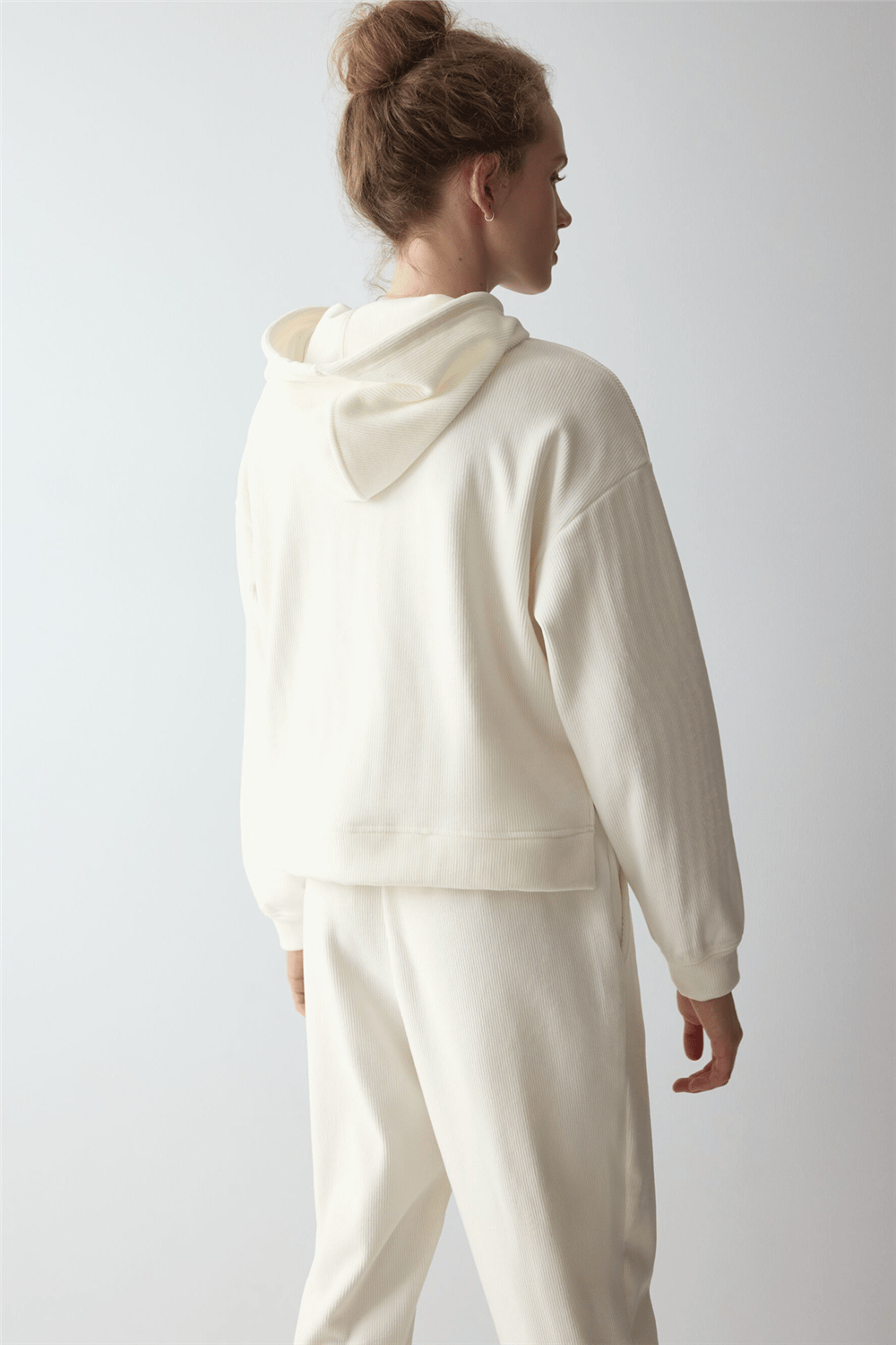 Triumph Velour Rib Hoodie Kadın Kapüşonlu Sweatshirt Beyaz