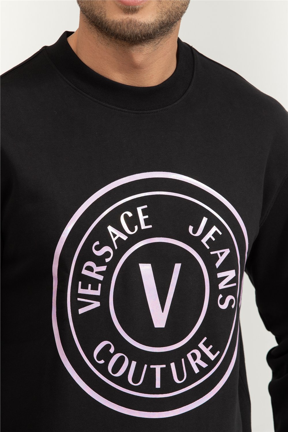 Versace Jeans Couture 72Up302 Vemblem Holo Erkek Bisiklet Yaka Sweatshirt