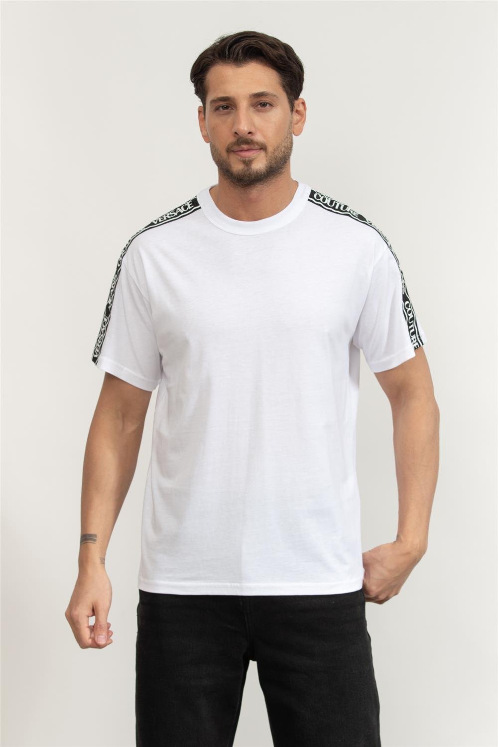 Versace Jeans Couture Cotton Jersey Erkek Bisiklet Yaka T-Shirt