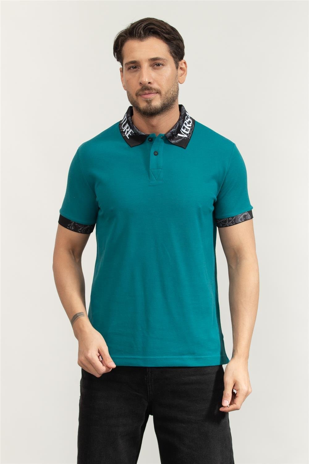 Versace Jeans Couture Cotton Piquet Erkek Polo Yaka T-Shirt