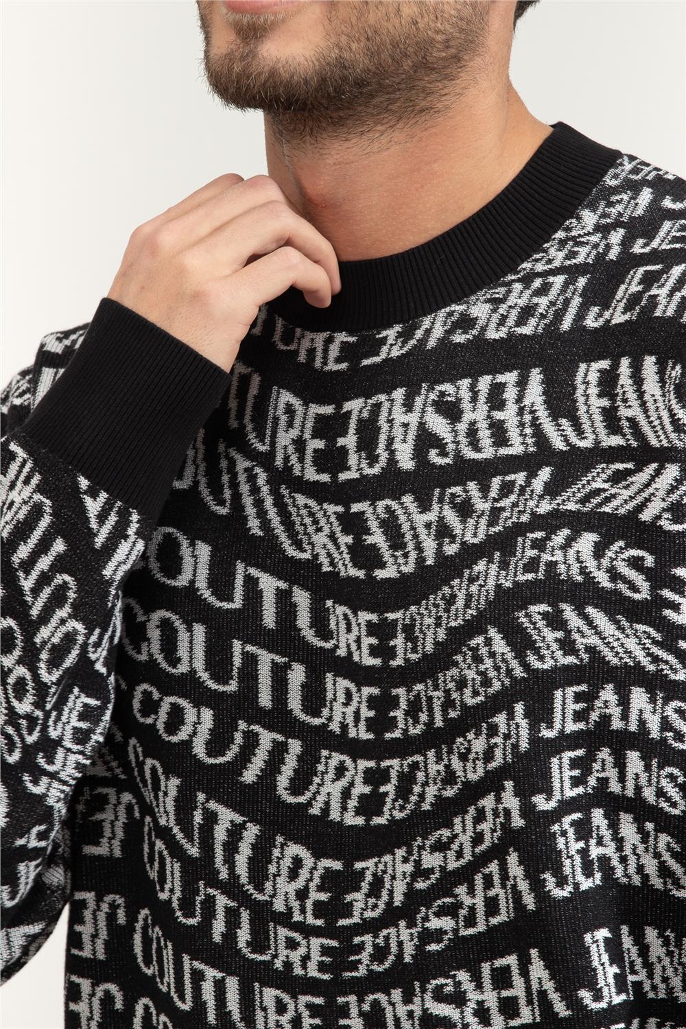 Versace Jeans Couture Fil. Cot Jacq Logo Liquify Knitwear Erkek Triko