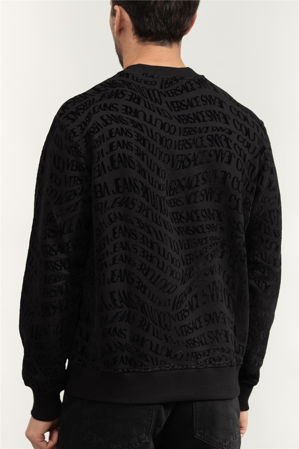 Versace Jeans Couture Fleece Flock Liquify Erkek Bisiklet Yaka Sweatshirt