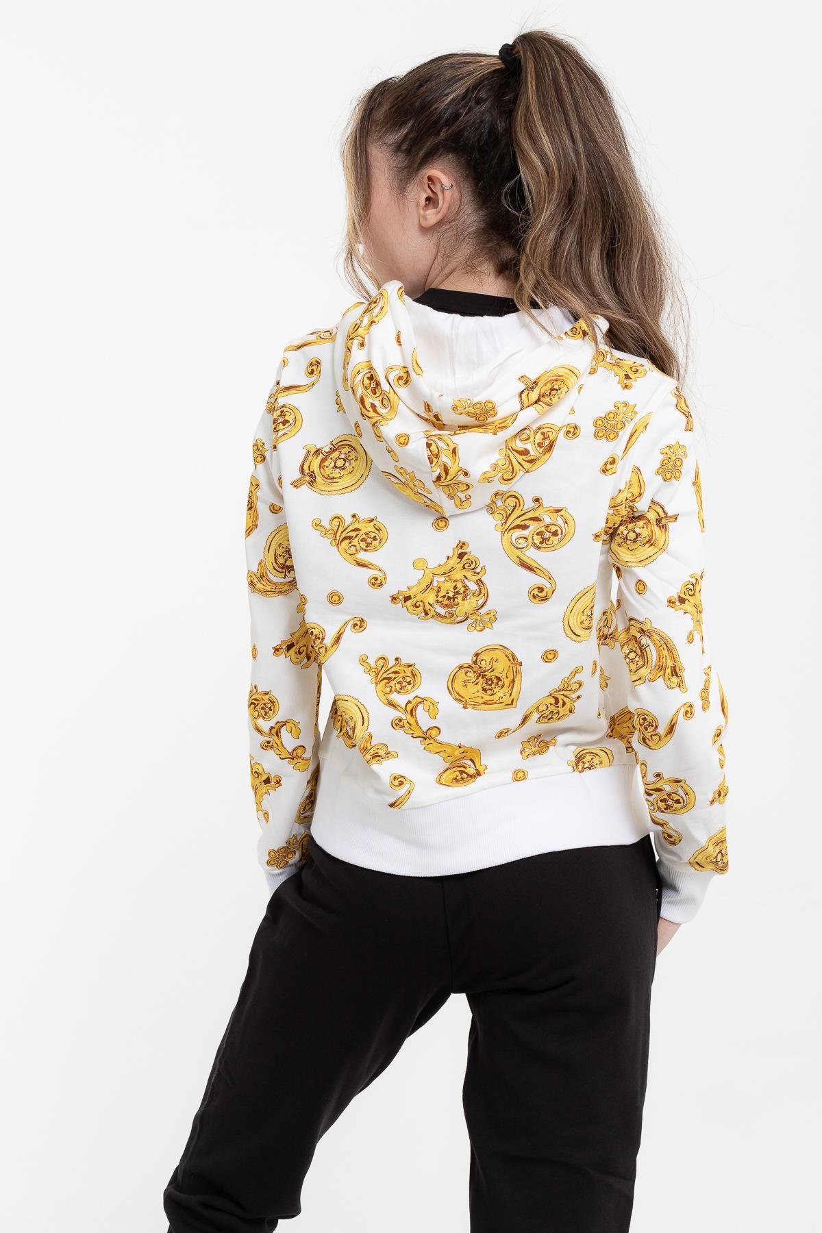 Versace Jeans Couture Fleece Print Gioielli Kapüşonlu Kadın Sweatshirt