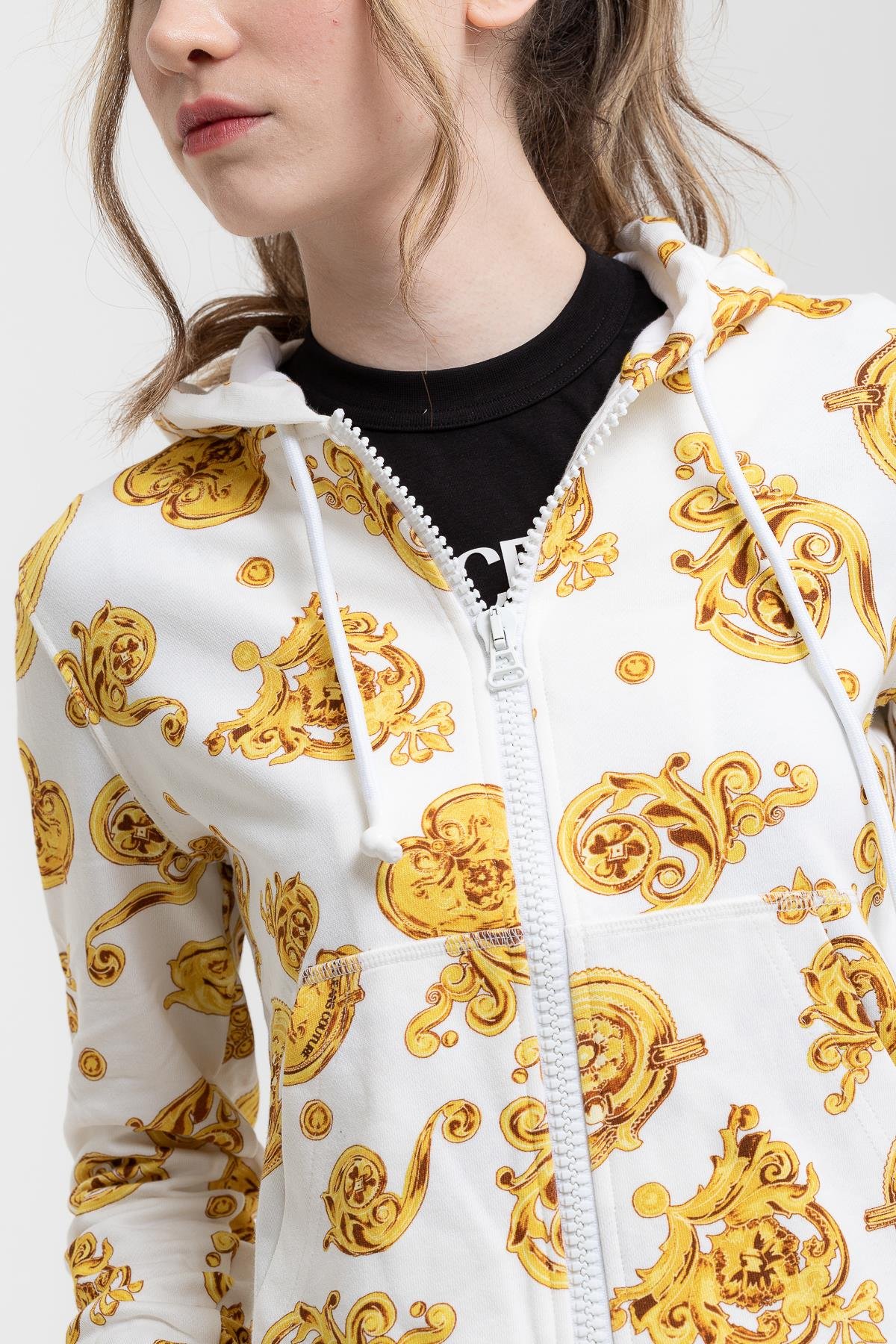 Versace Jeans Couture Fleece Print Gioielli Kapüşonlu Kadın Sweatshirt