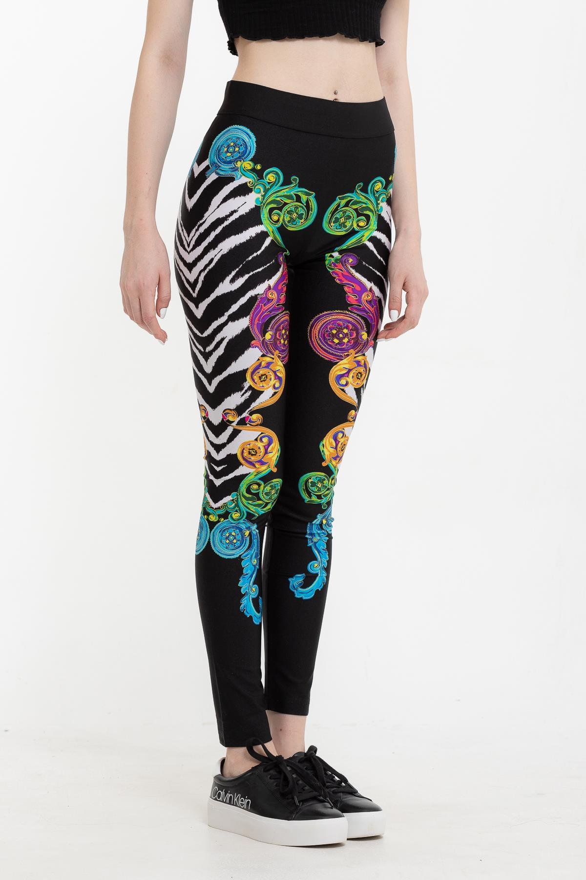 Versace Jeans Couture Lycra St. Tiger Baroque Desenli Kadın  Tayt