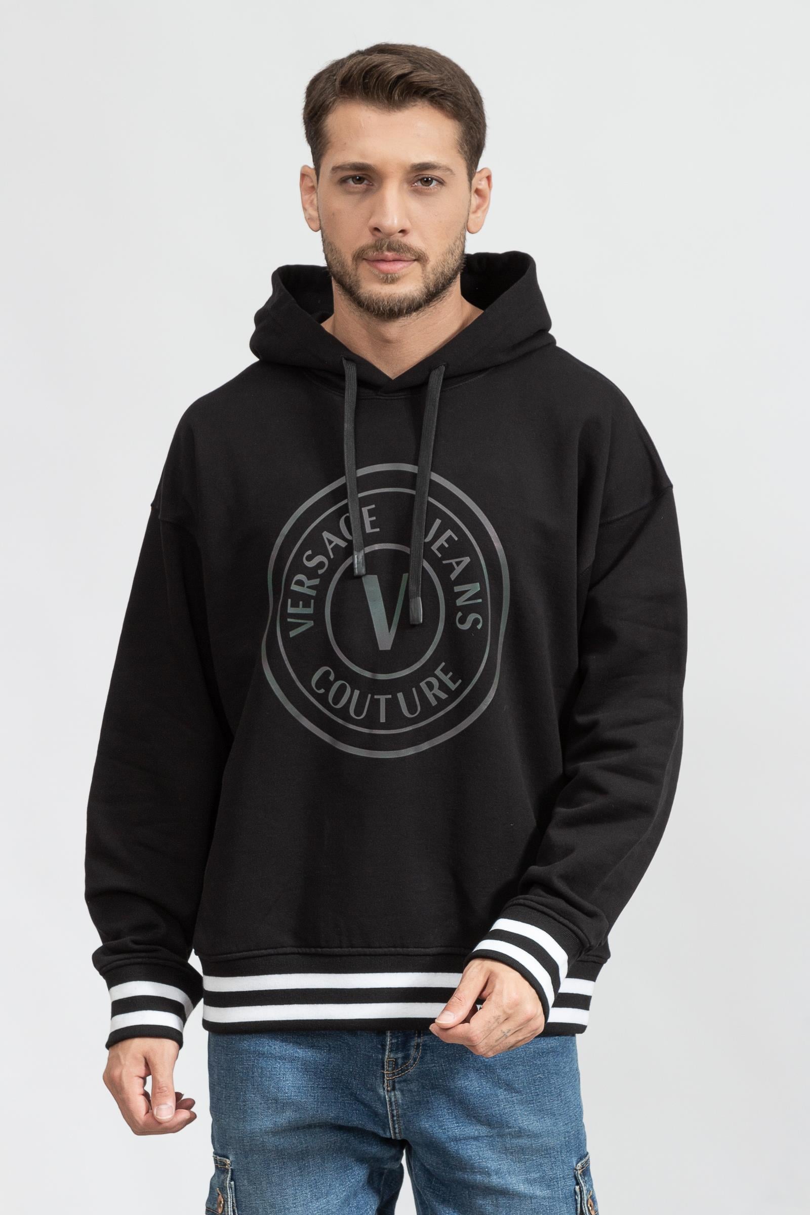Versace Jeans Couture O 1 Vembl Flat Petrol Erkek Kapüşonlu Sweatshirt