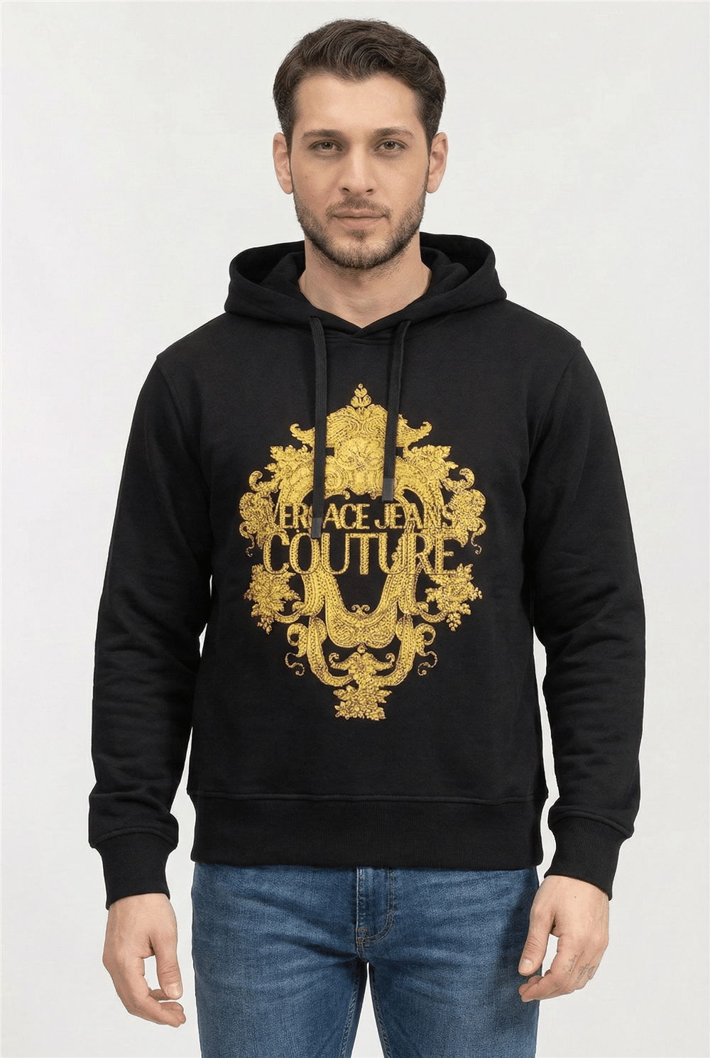 Versace Jeans Couture R Baroque Crystal Erkek Kapüşonlu Sweatshirt