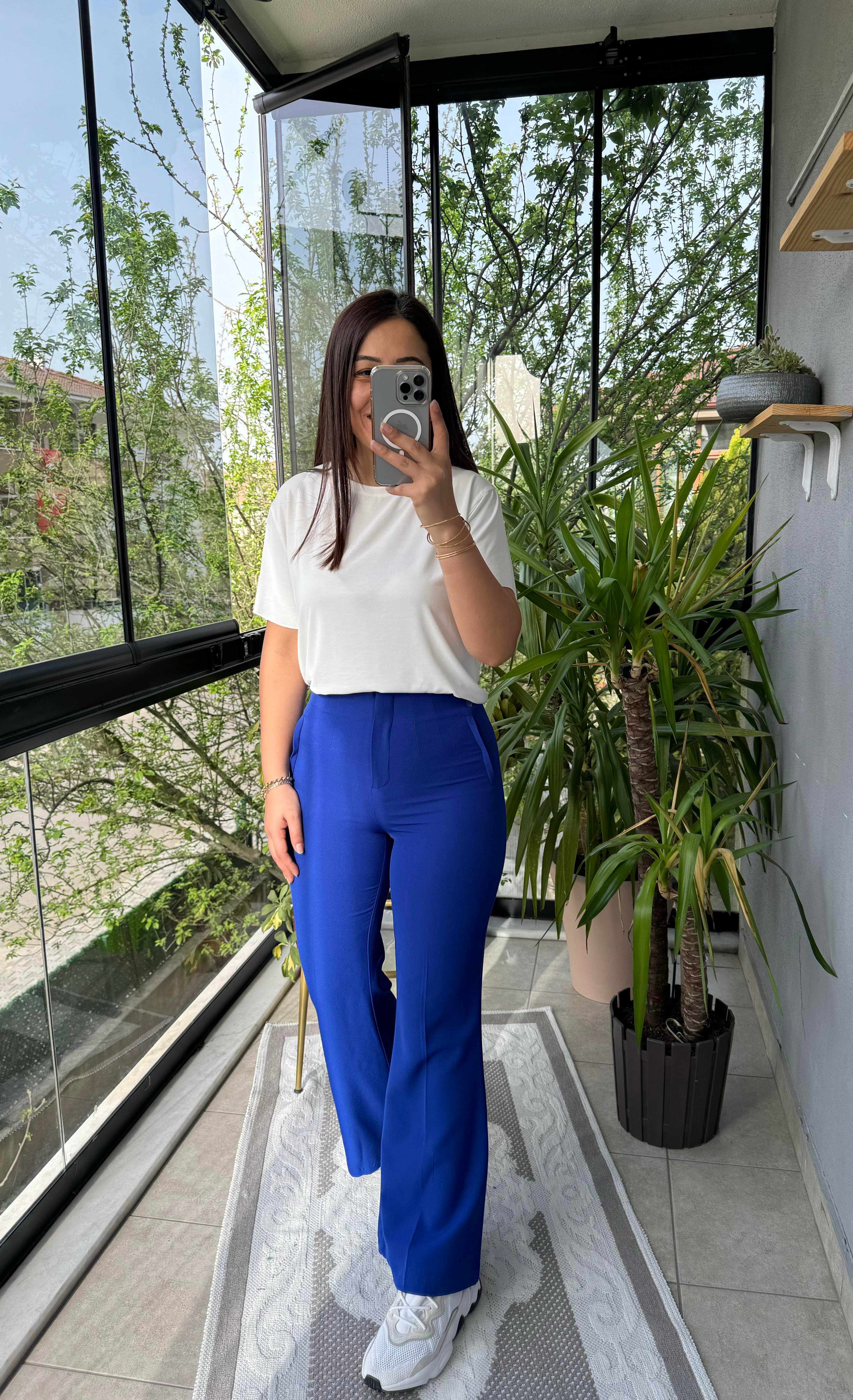  ZRA Model İspanyol Kumaş Pantolon Sax Mavi