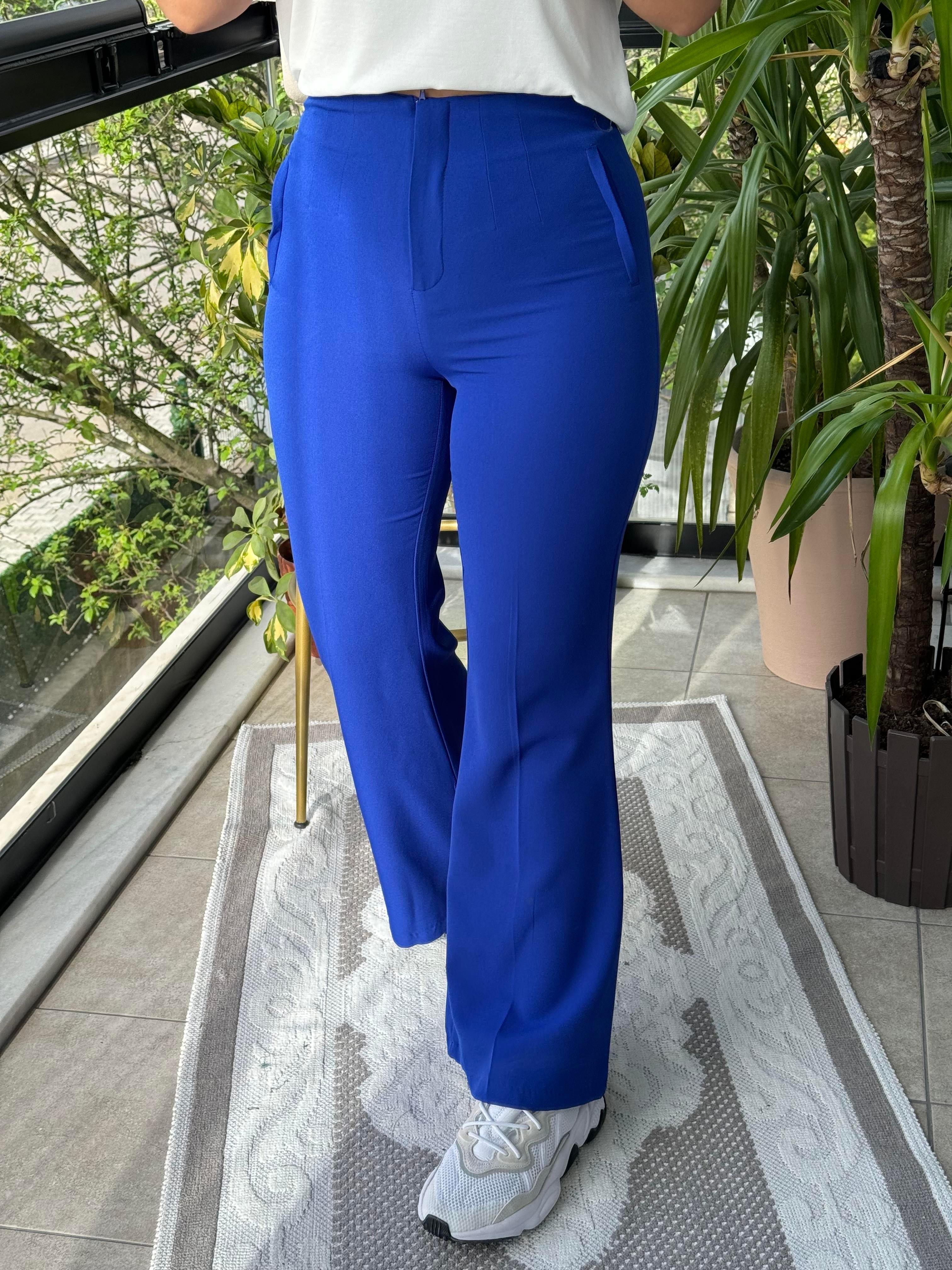  ZRA Model İspanyol Kumaş Pantolon Sax Mavi