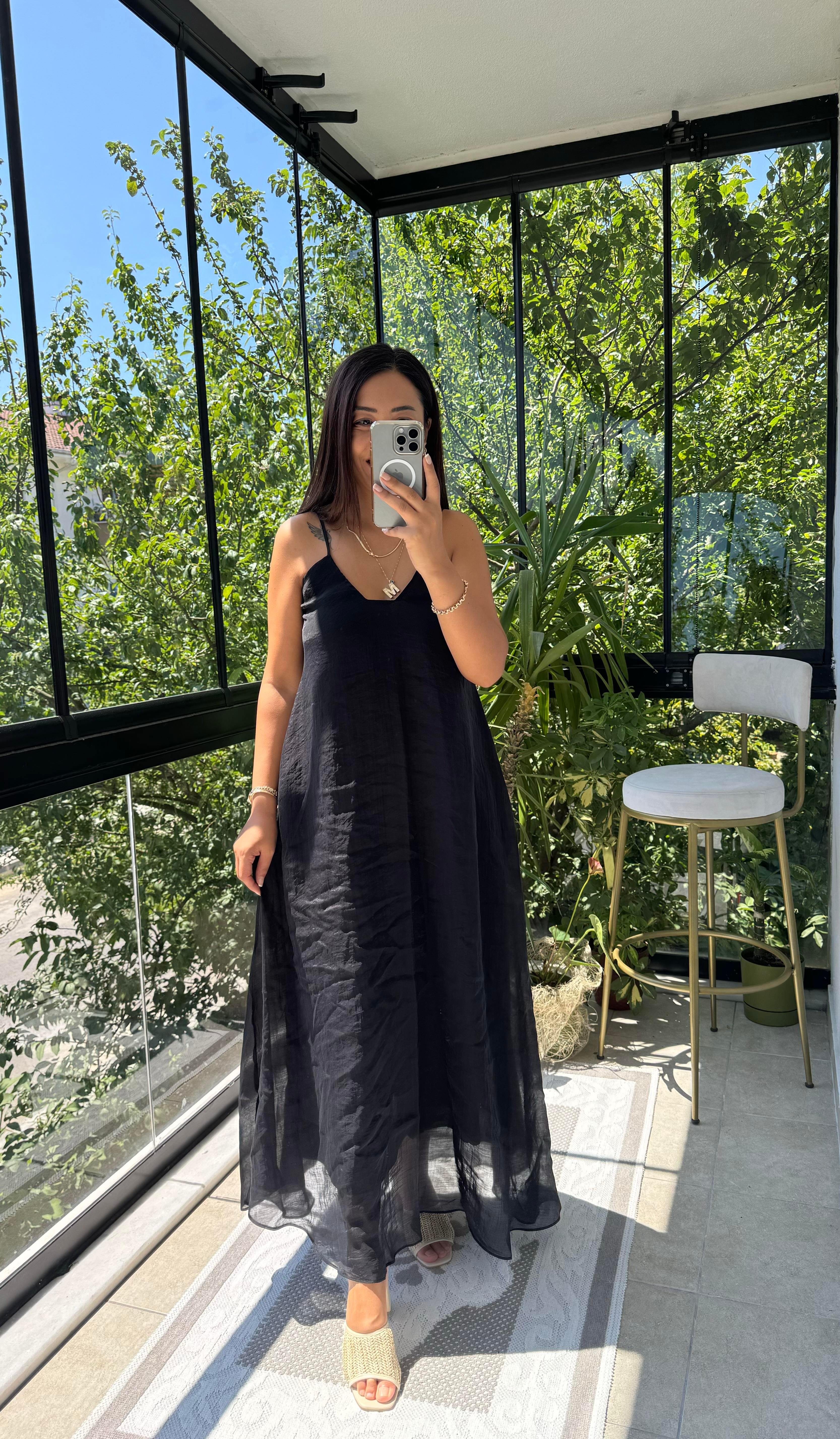 Askılı Elbise Siyah