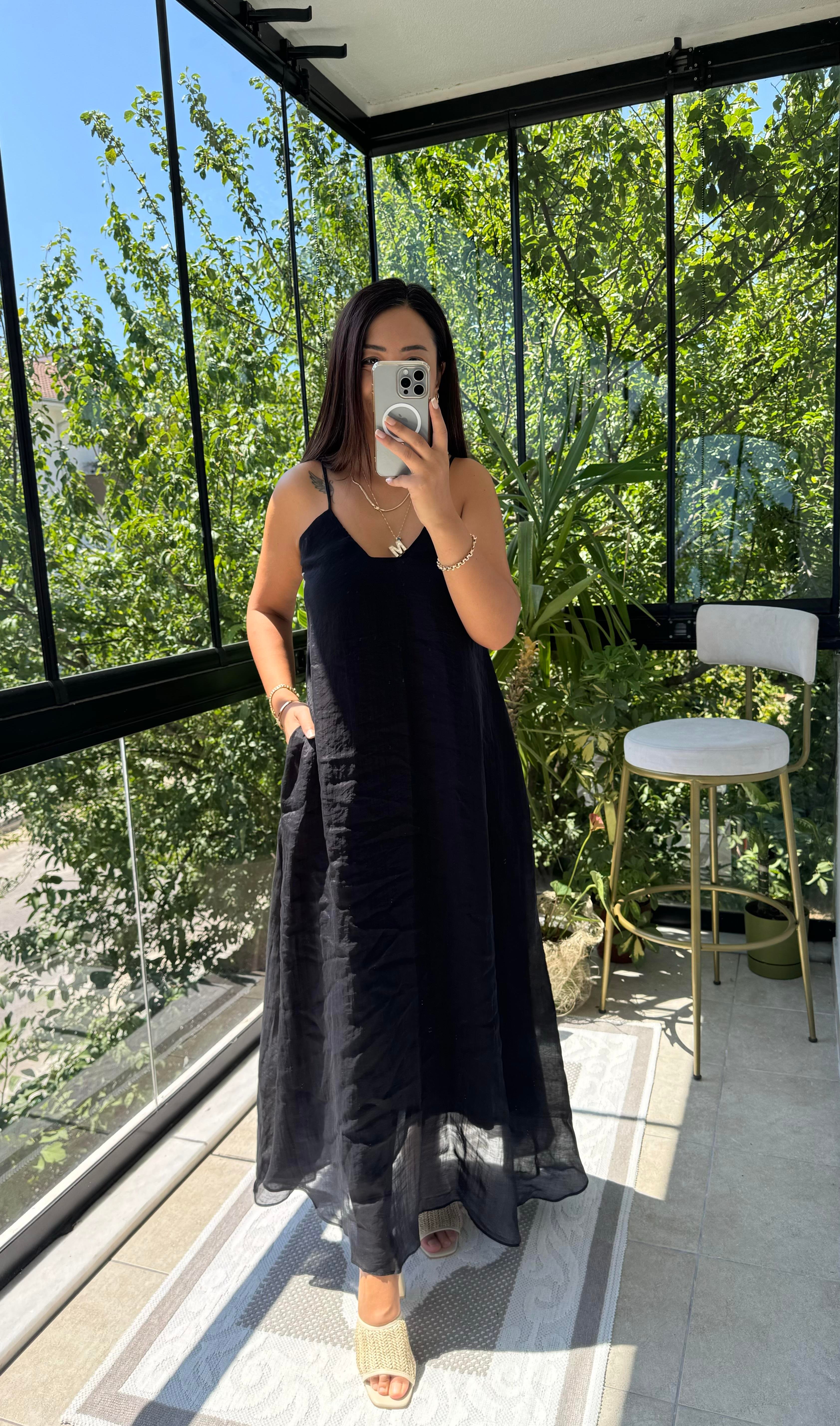 Askılı Elbise Siyah