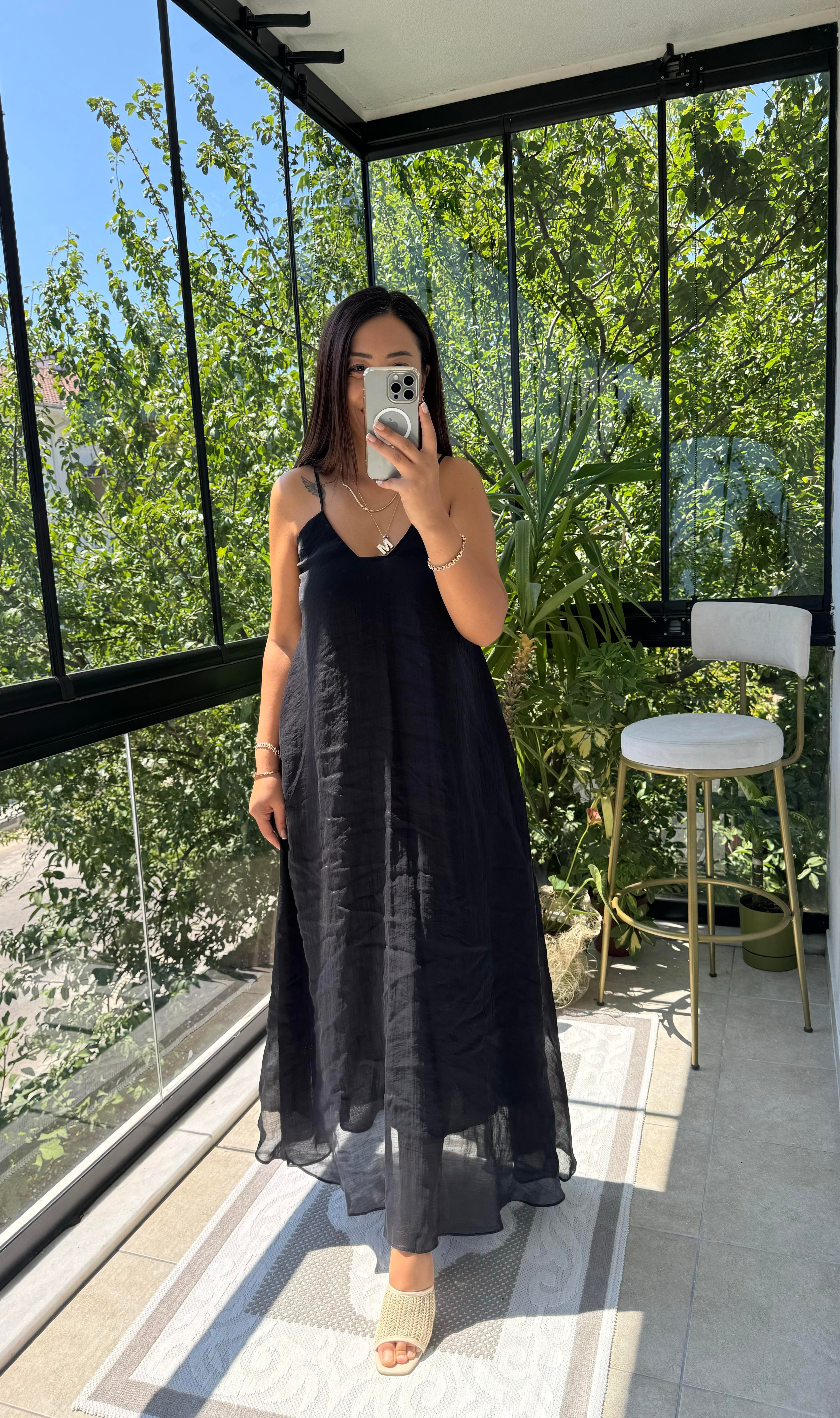 Askılı Elbise Siyah