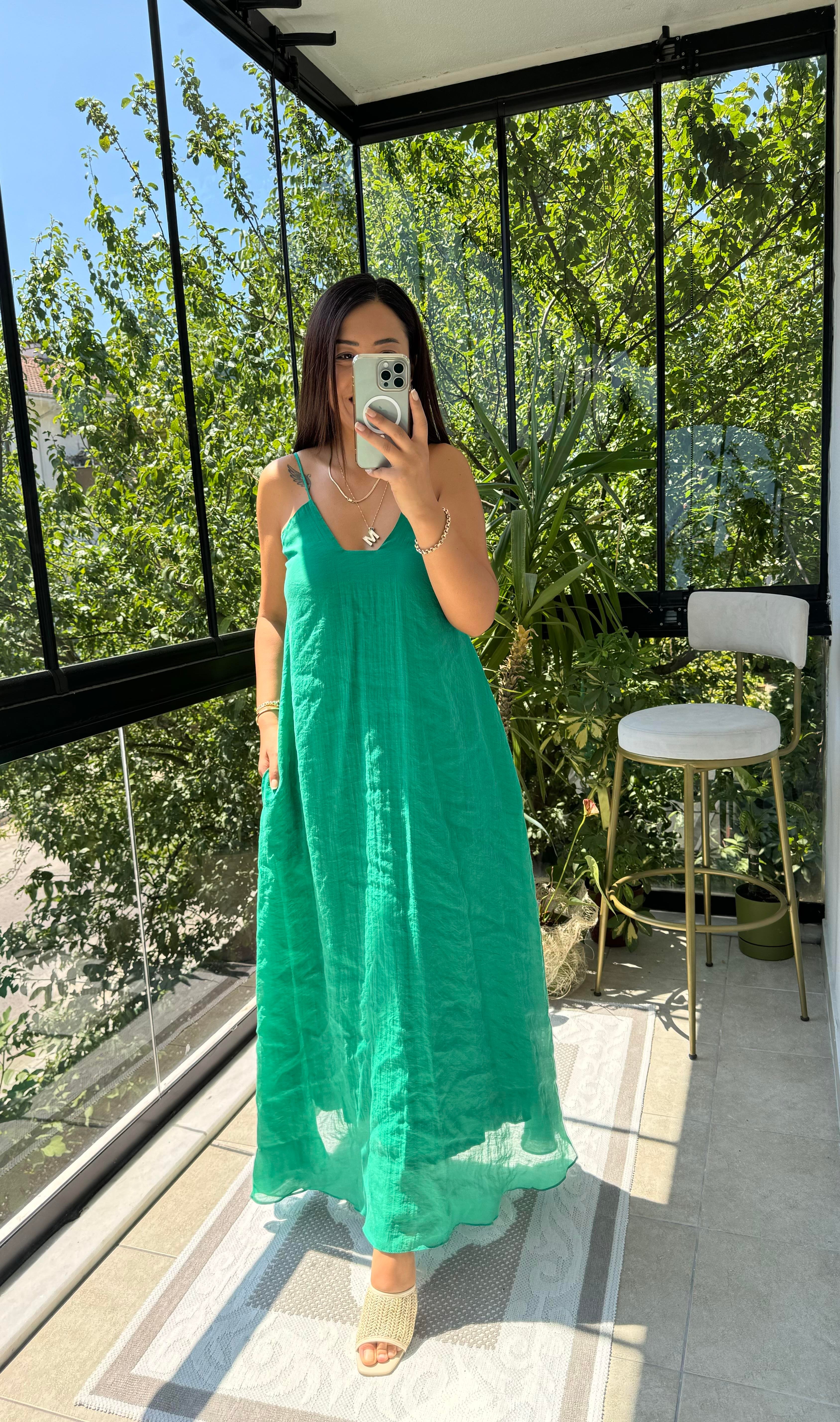 Askılı Elbise Yeşil