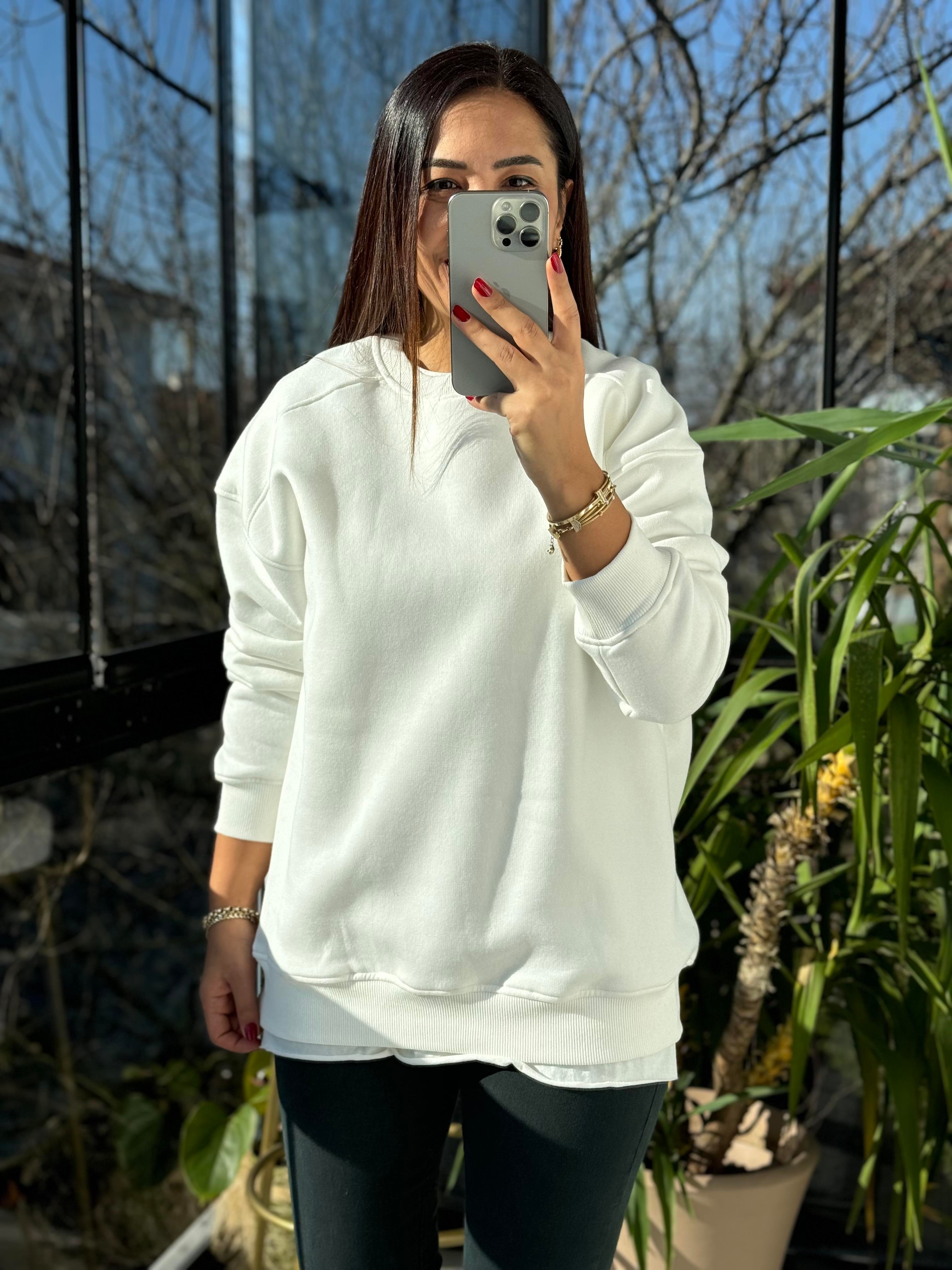 Basic Sweatshirt Beyaz