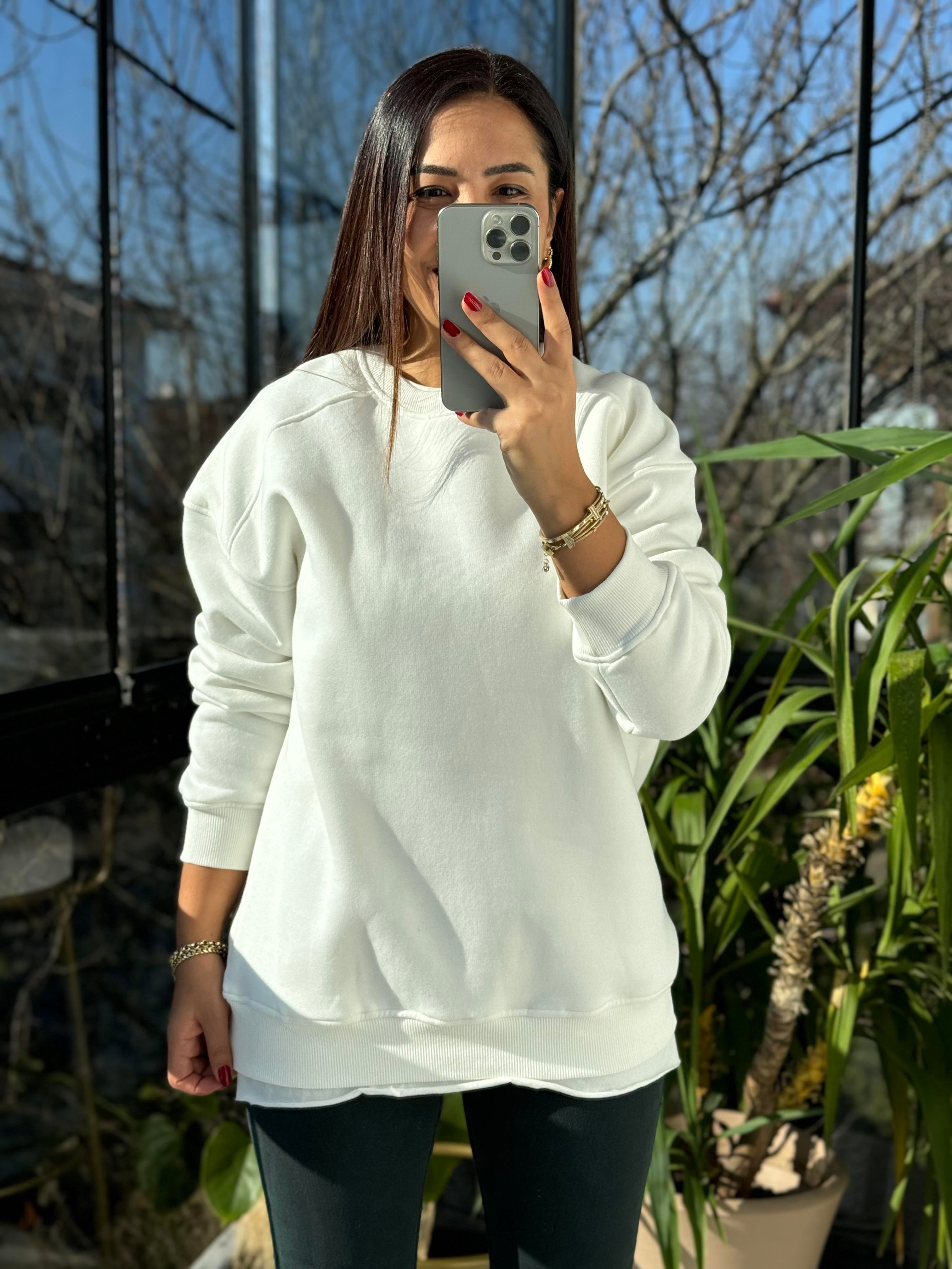Basic Sweatshirt Beyaz
