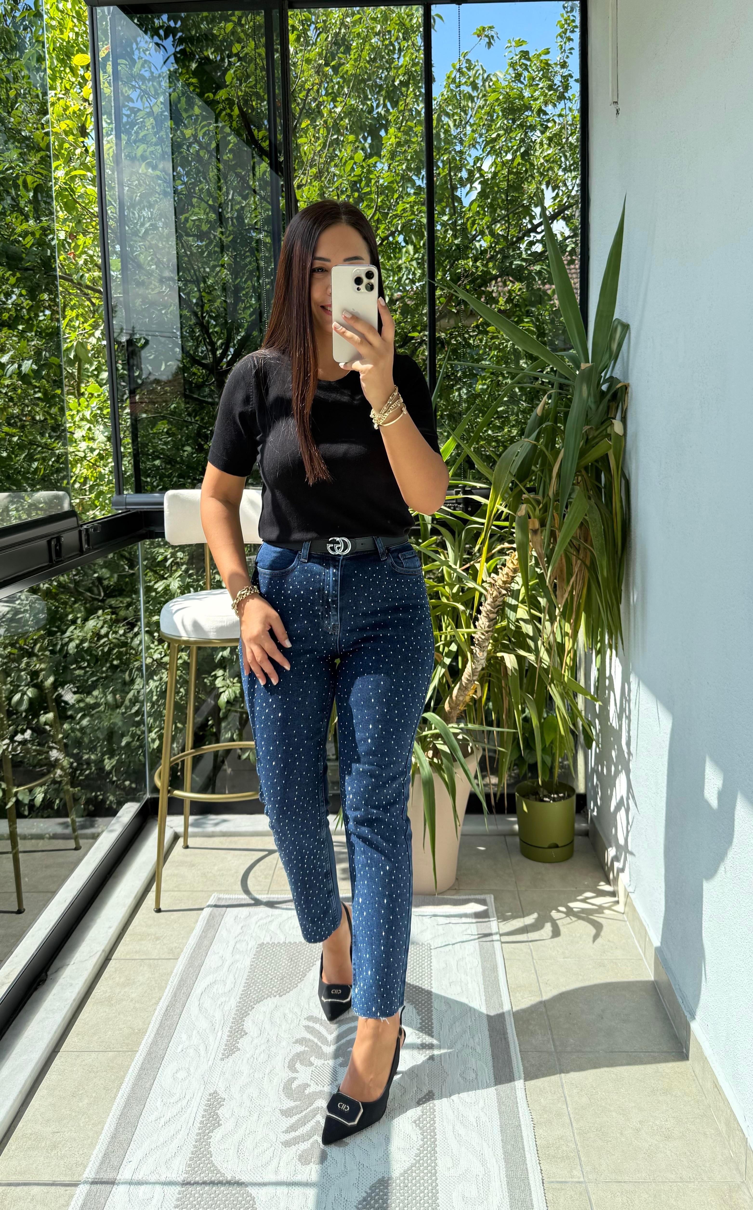 Bisiklet Yaka Kısa Kol Basic Triko Bluz Siyah