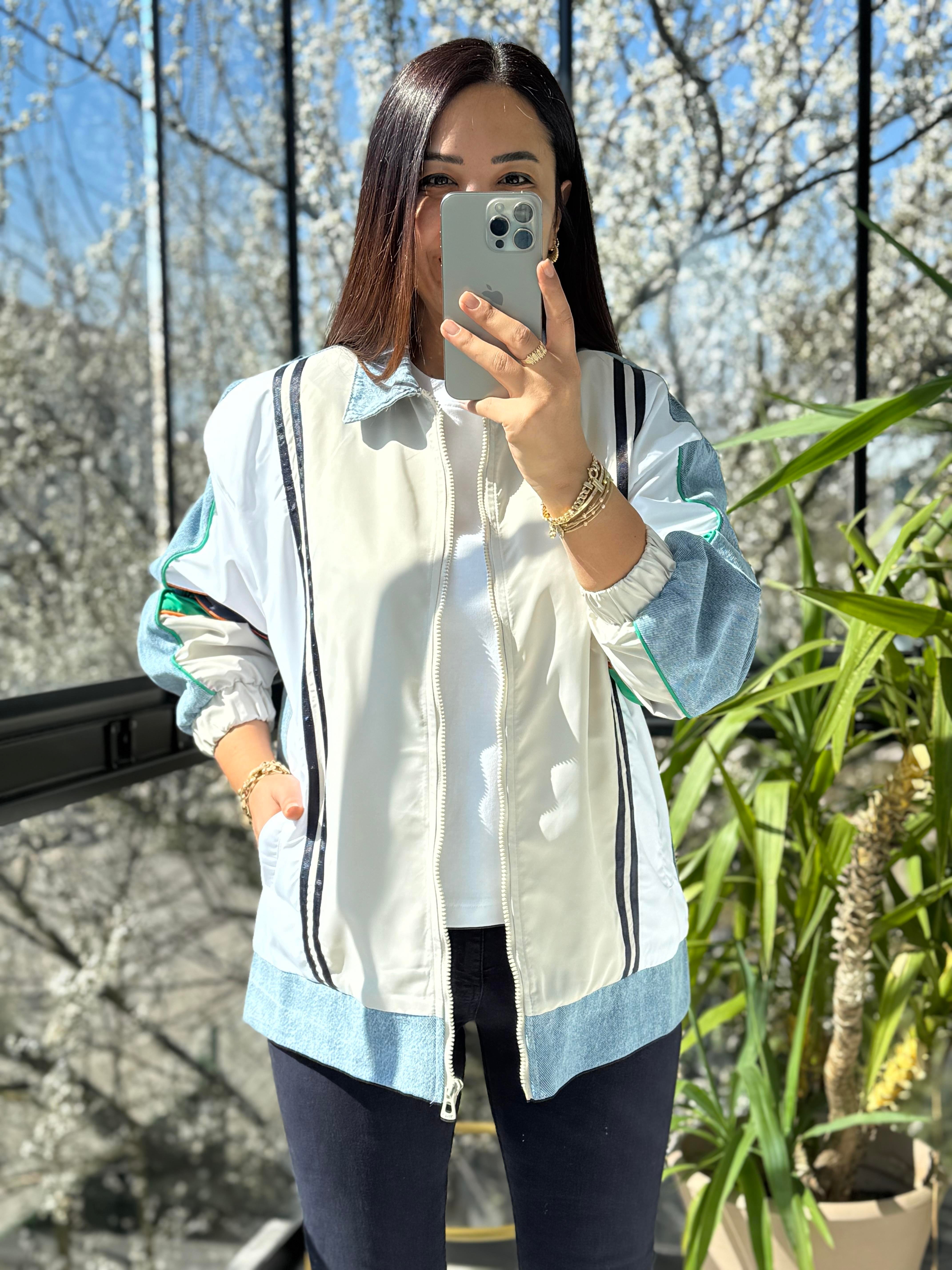 ColorBlock Bomber Ceket Taş