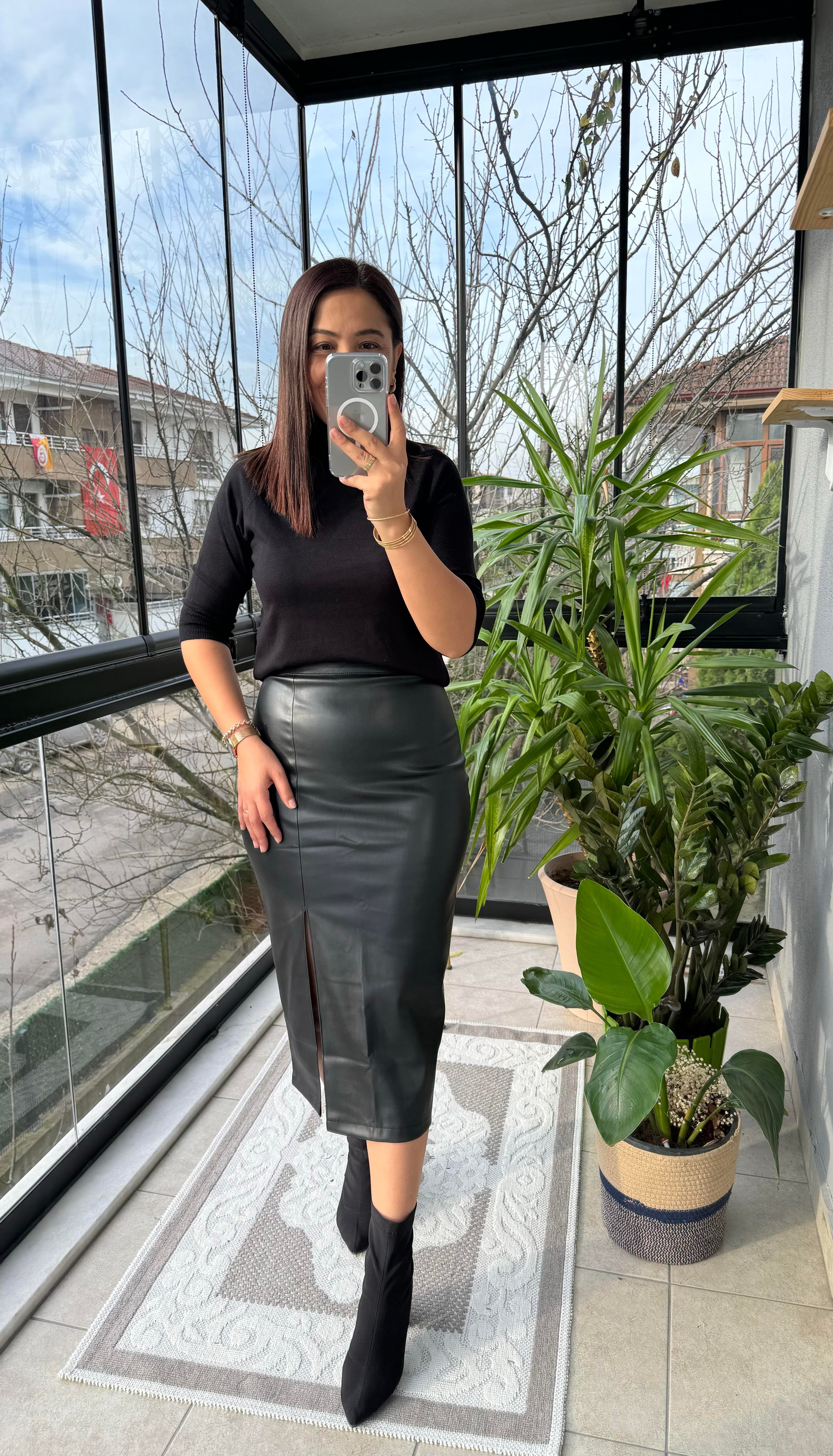 Deri Kalem Etek Siyah