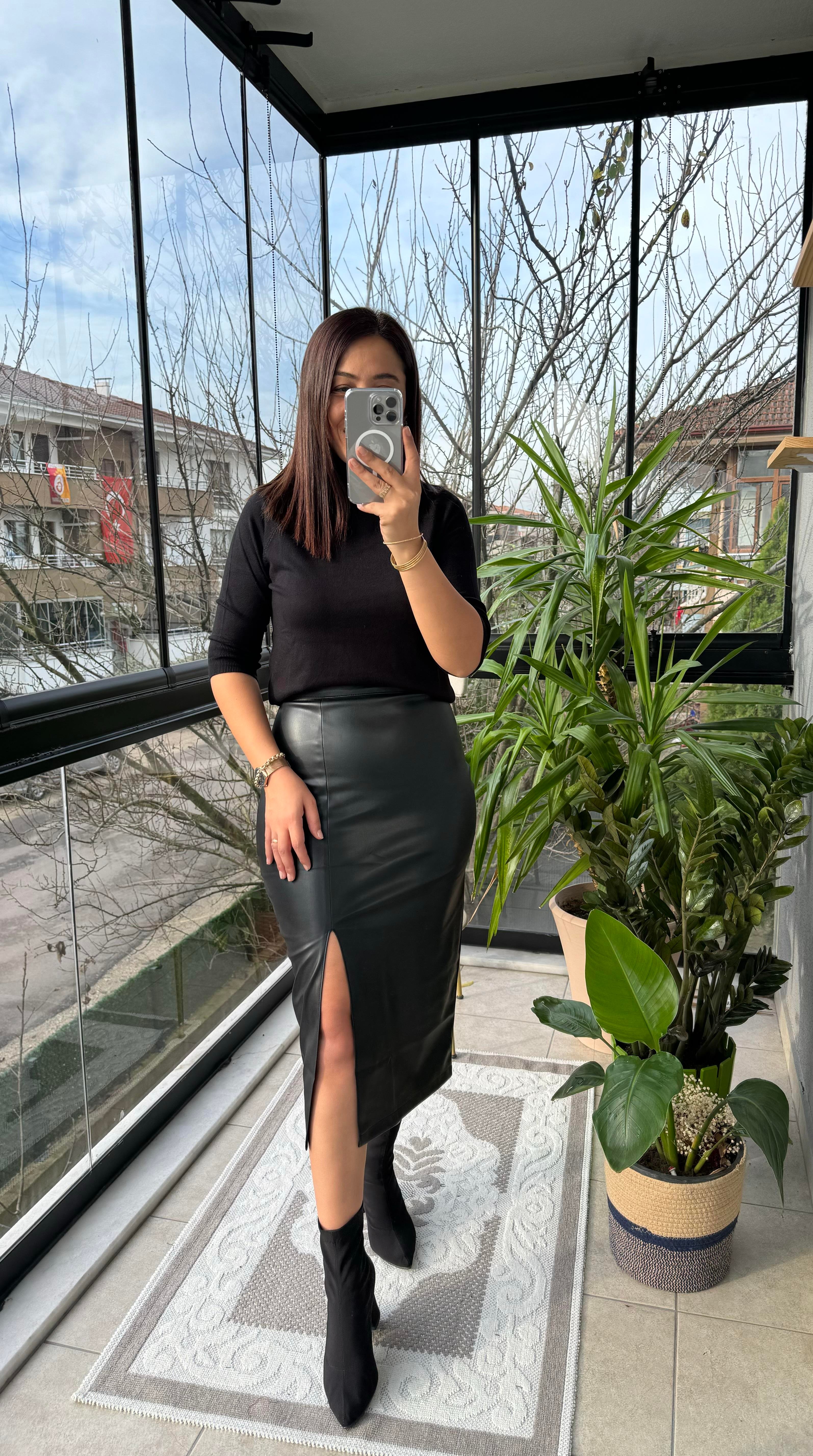 Deri Kalem Etek Siyah