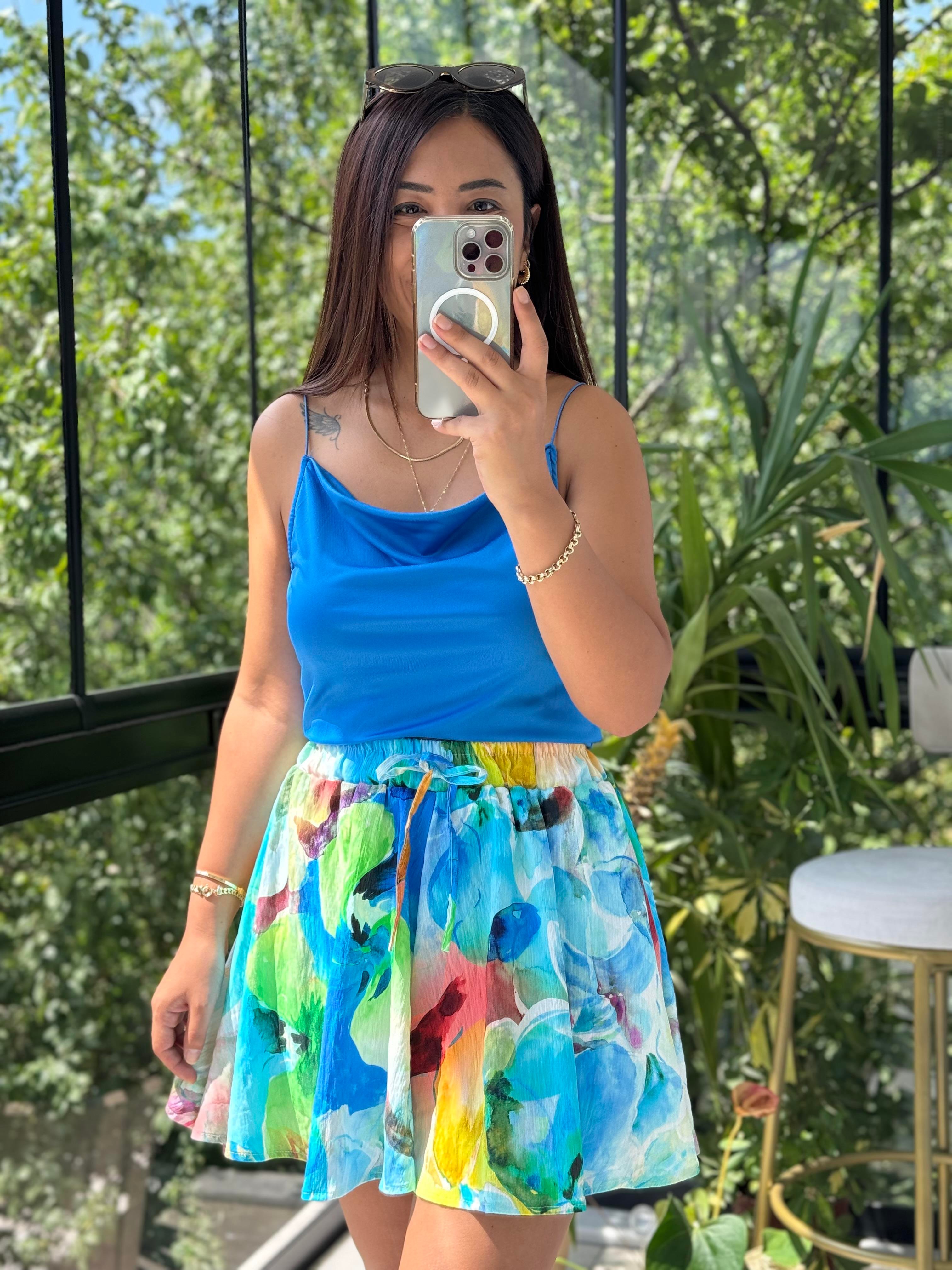 Desenli Şort Turkuaz