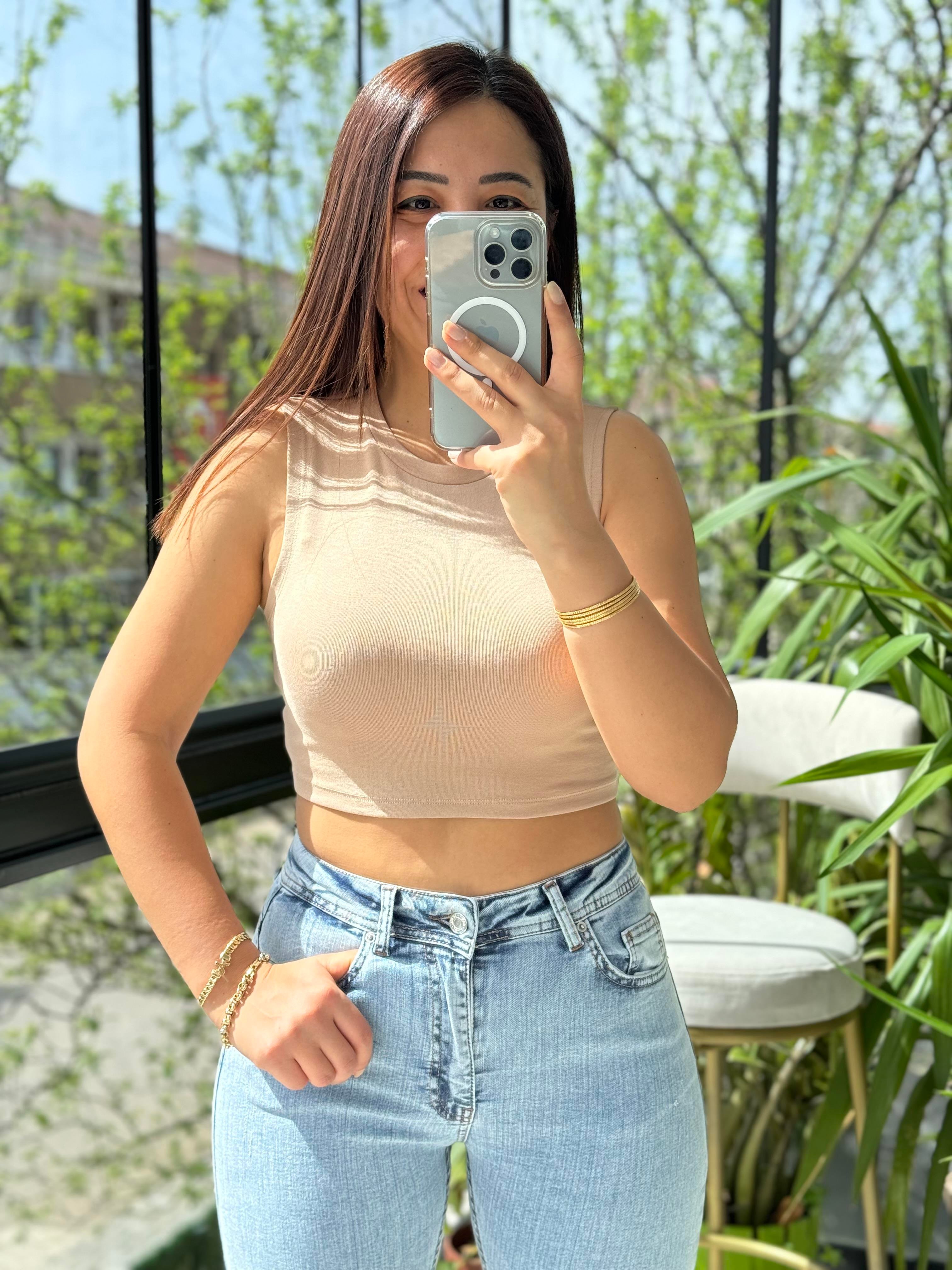 Dilvin Crop Atlet Bej