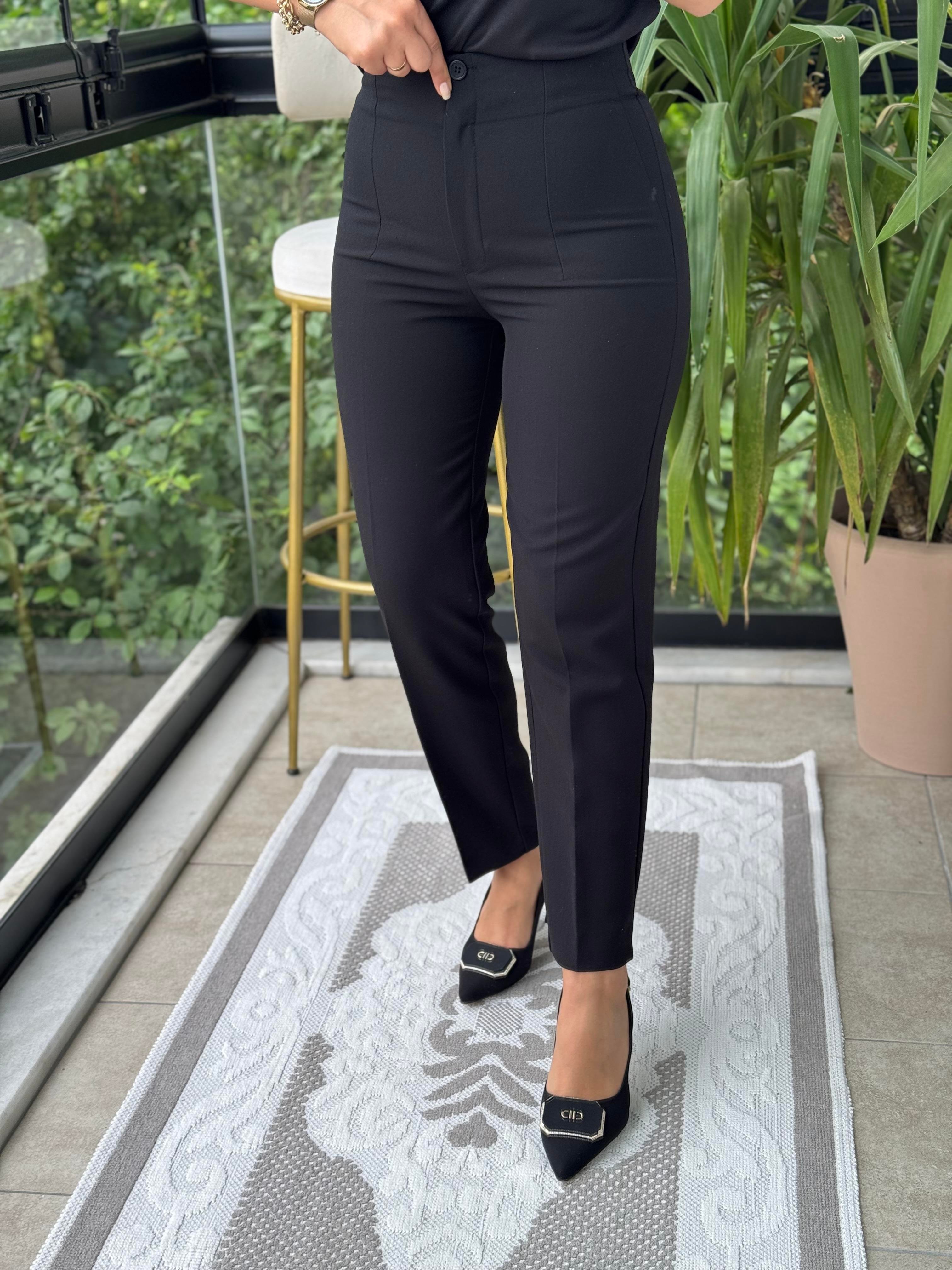 Düğmeli Zra Model Havuç Kesim Pantolon Siyah