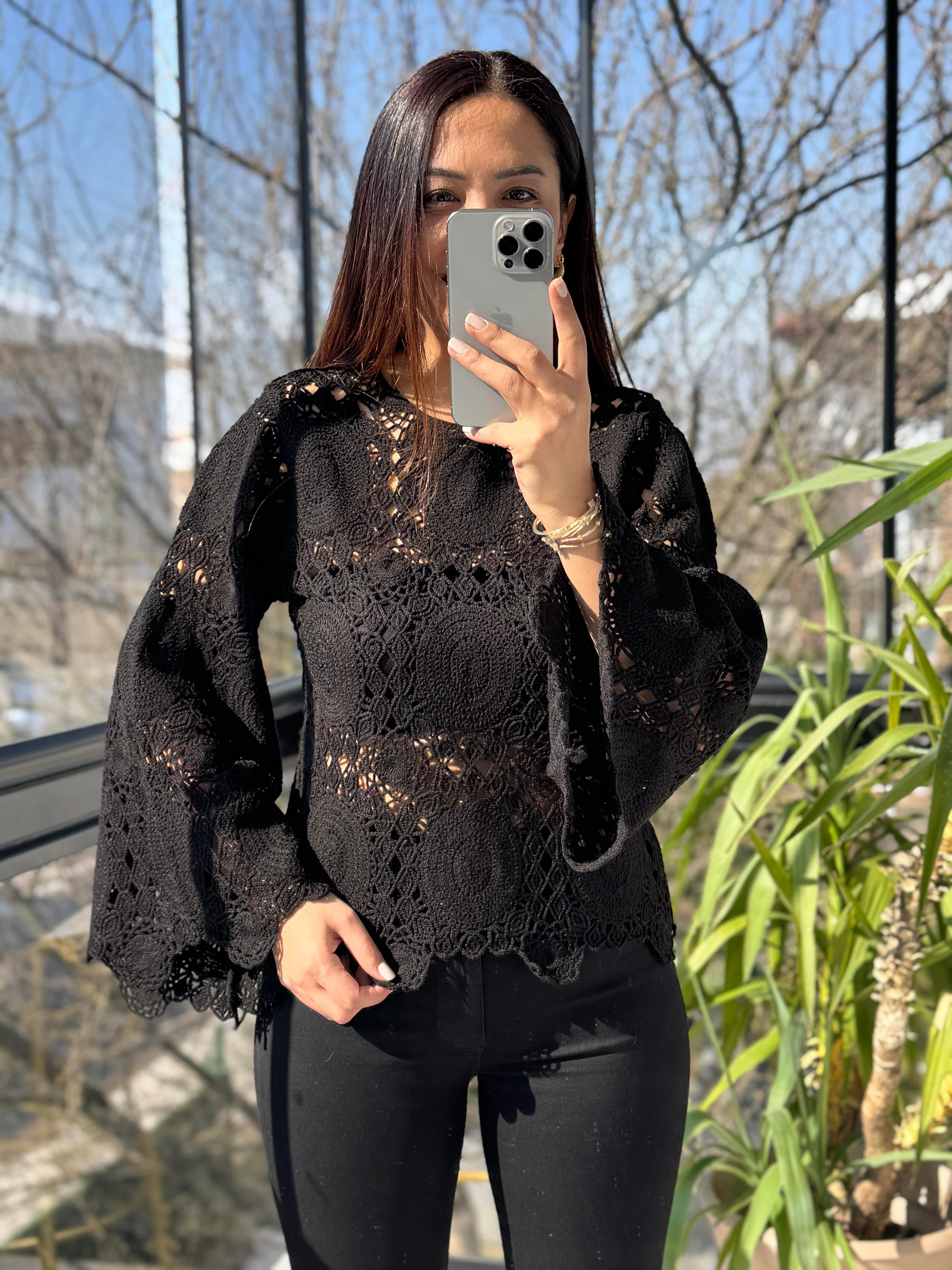 Esq Zra Örme Bluz Siyah