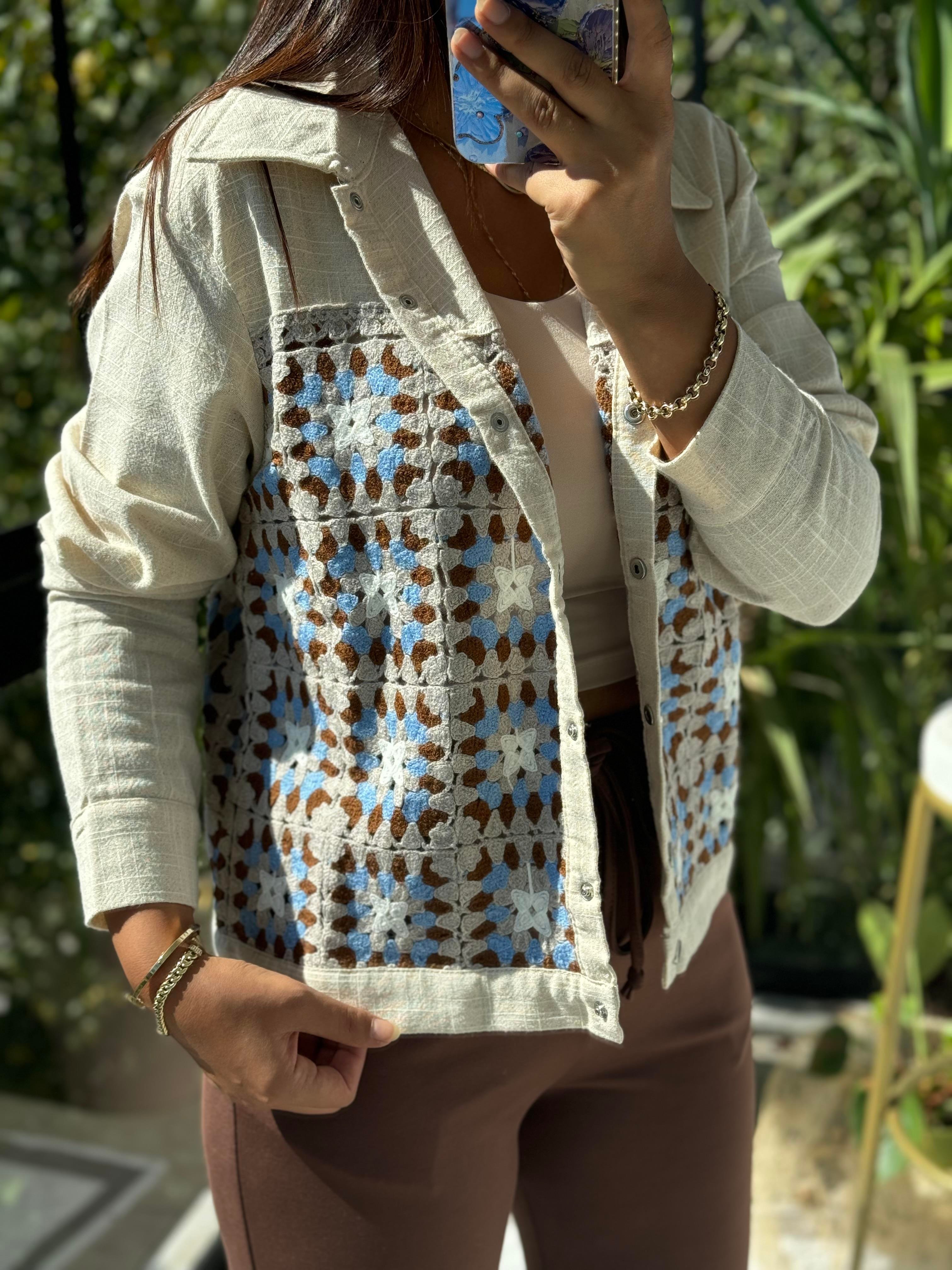 Gabardin Örme Detay Ceket Taş