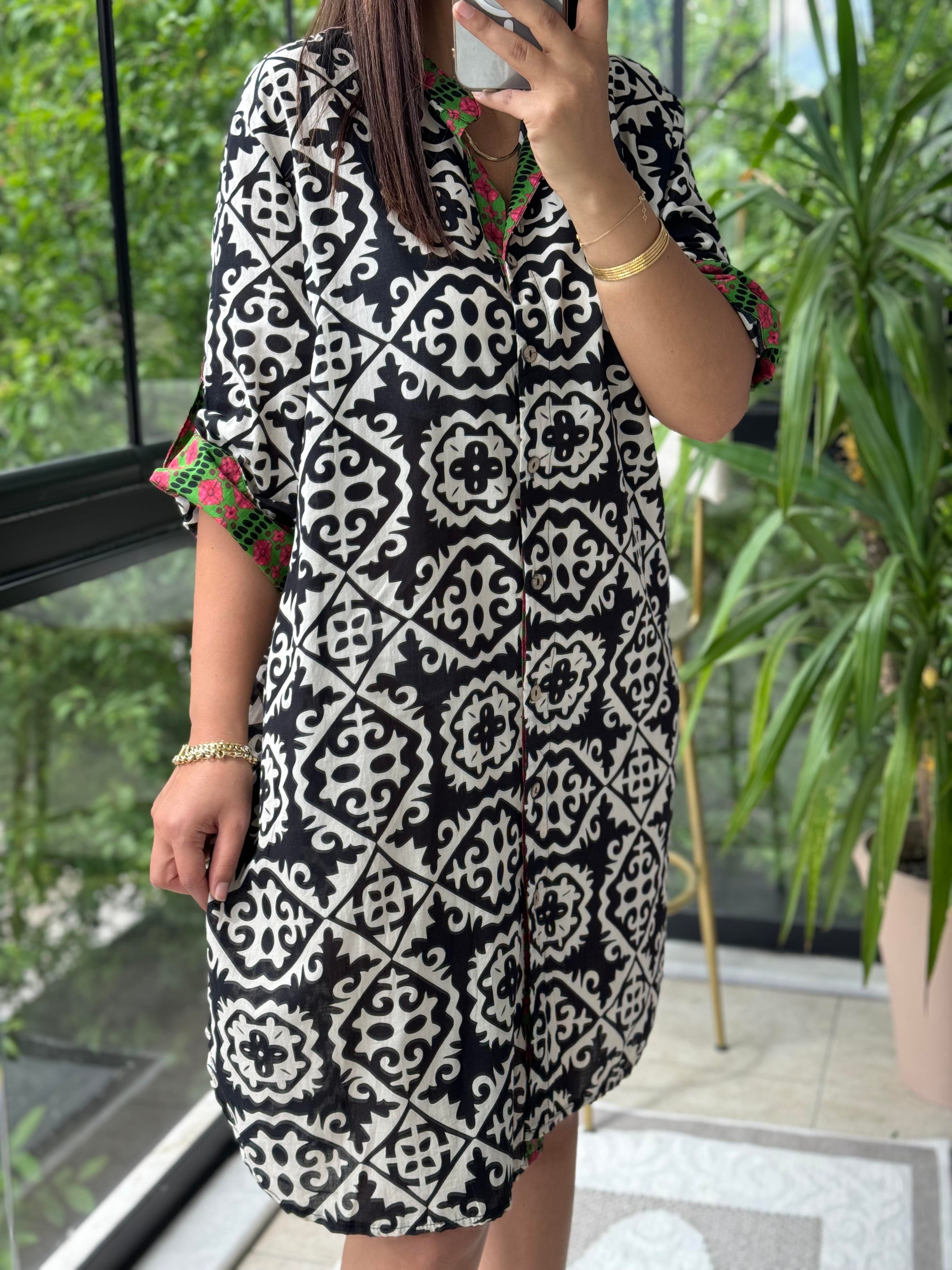 Garnili Elbise Siyah